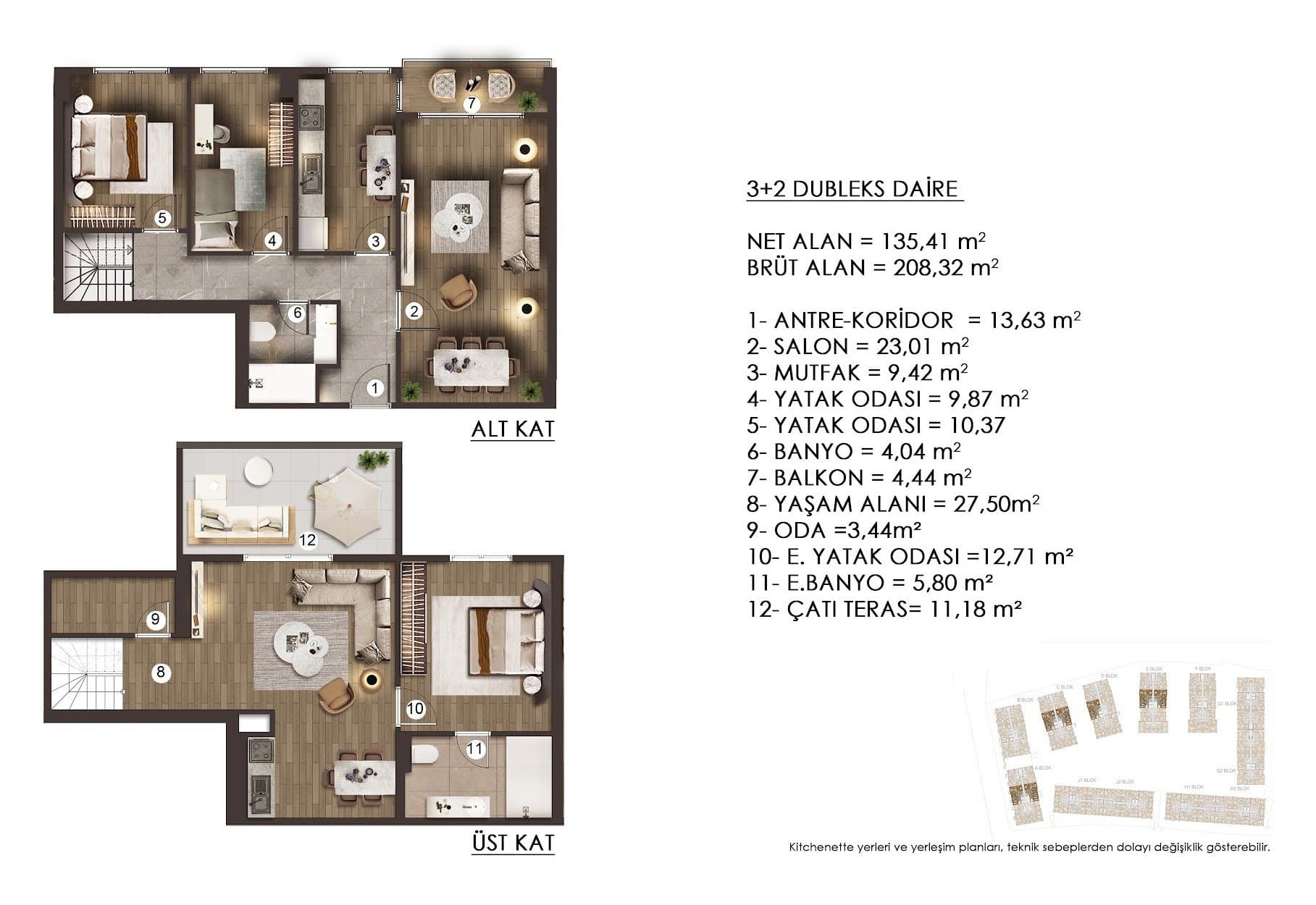 مشروع اليا كونوتلاري مركز افندي – مخطط 4+1 Duplex Type 2A