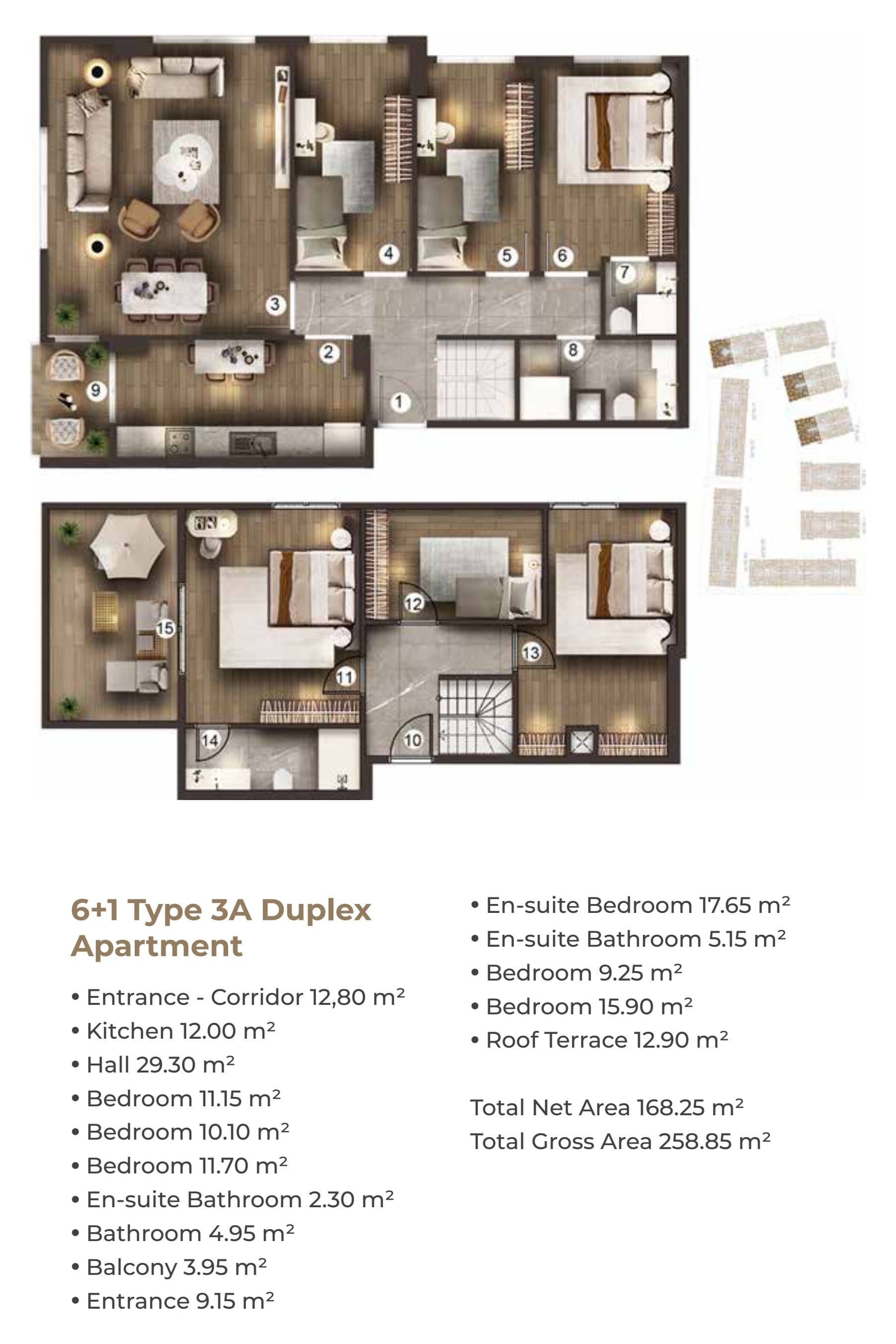 مشروع اليا كونوتلاري مركز افندي – مخطط 6+1 Duplex Type 3A
