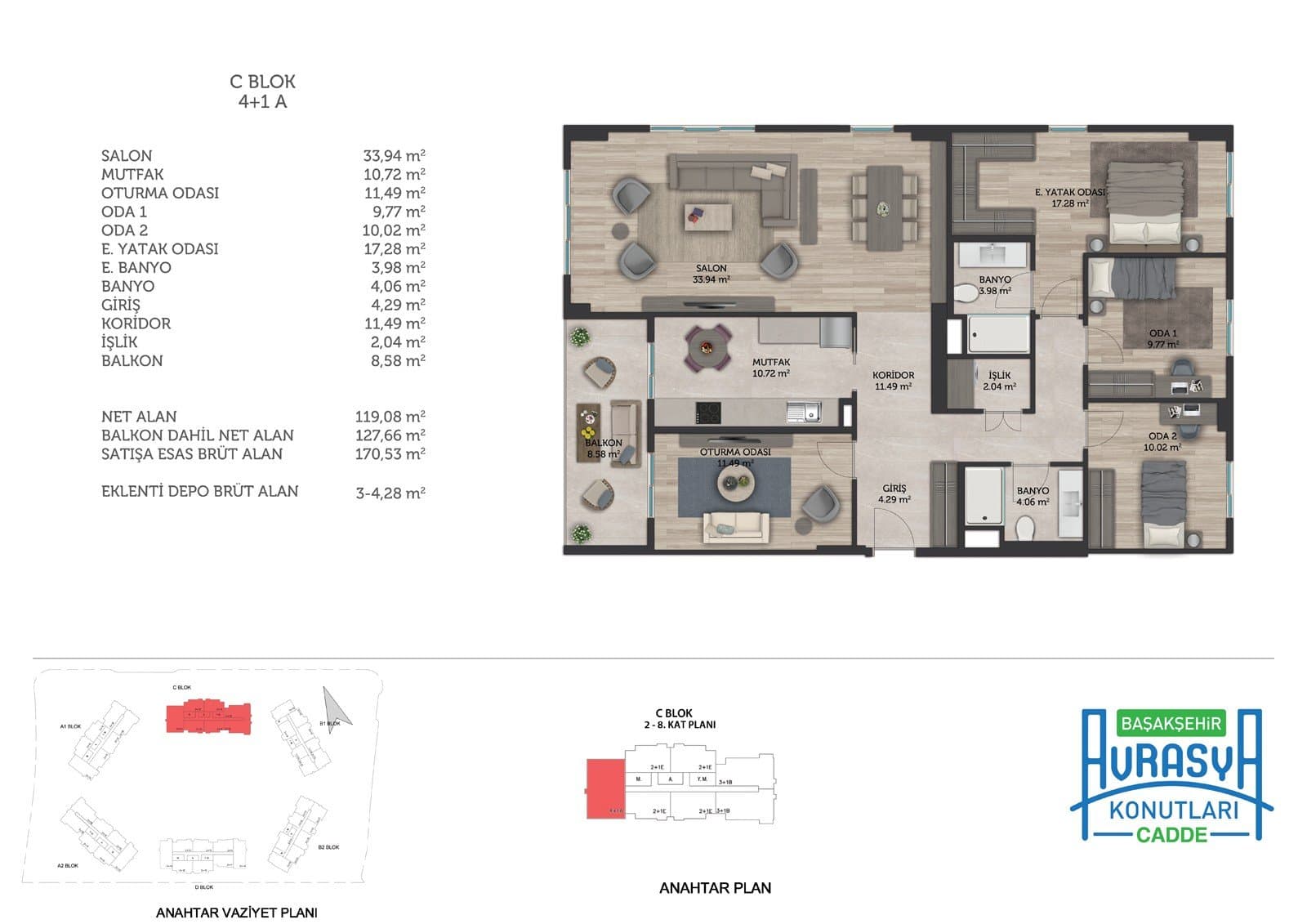 Basaksehir Avrasya Konutlari Cadde Project – 4+1 Type A (Block C) floor plan