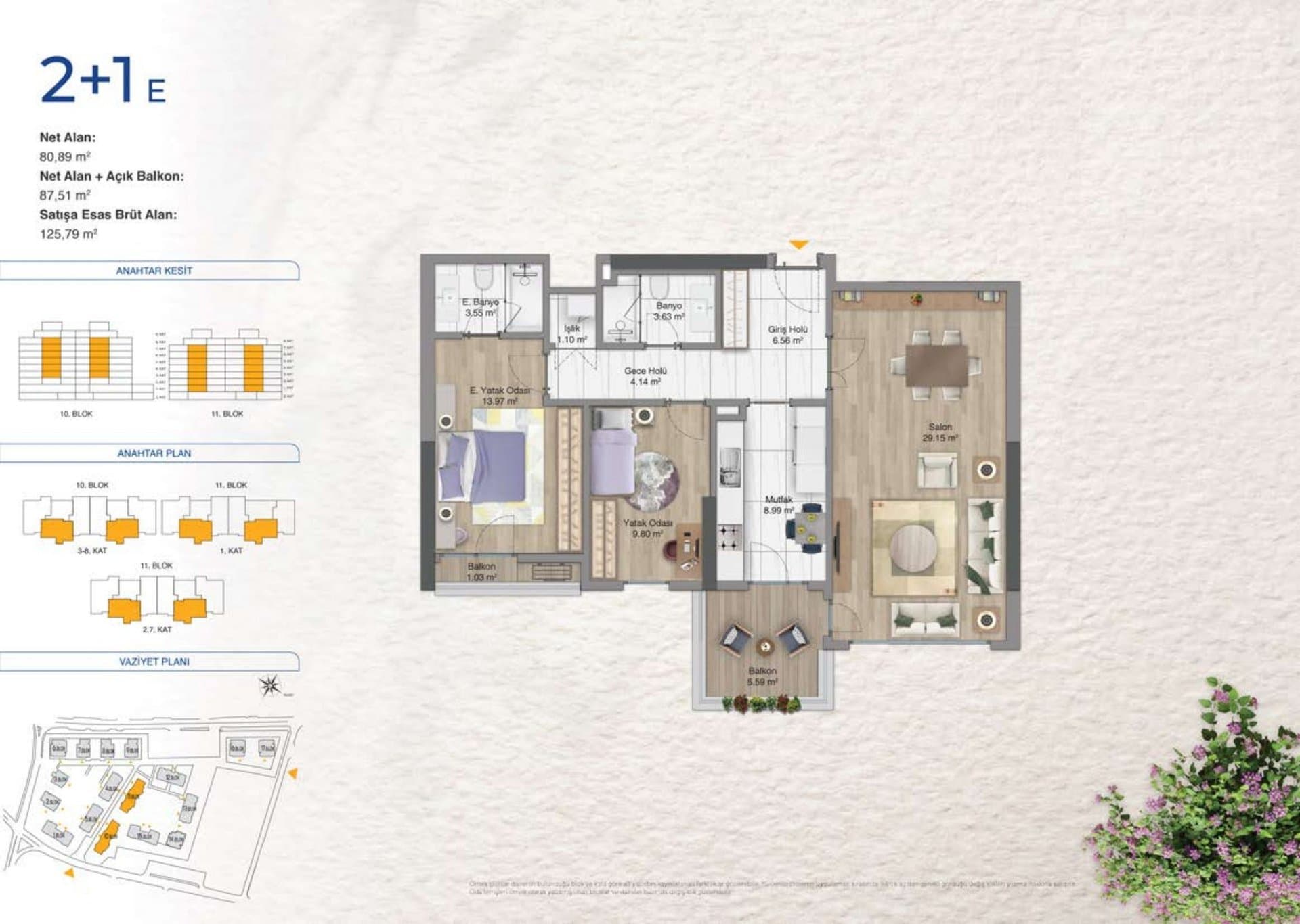Avrupa Konutlari Yenimahalle Project – 2+1 Type E floor plan