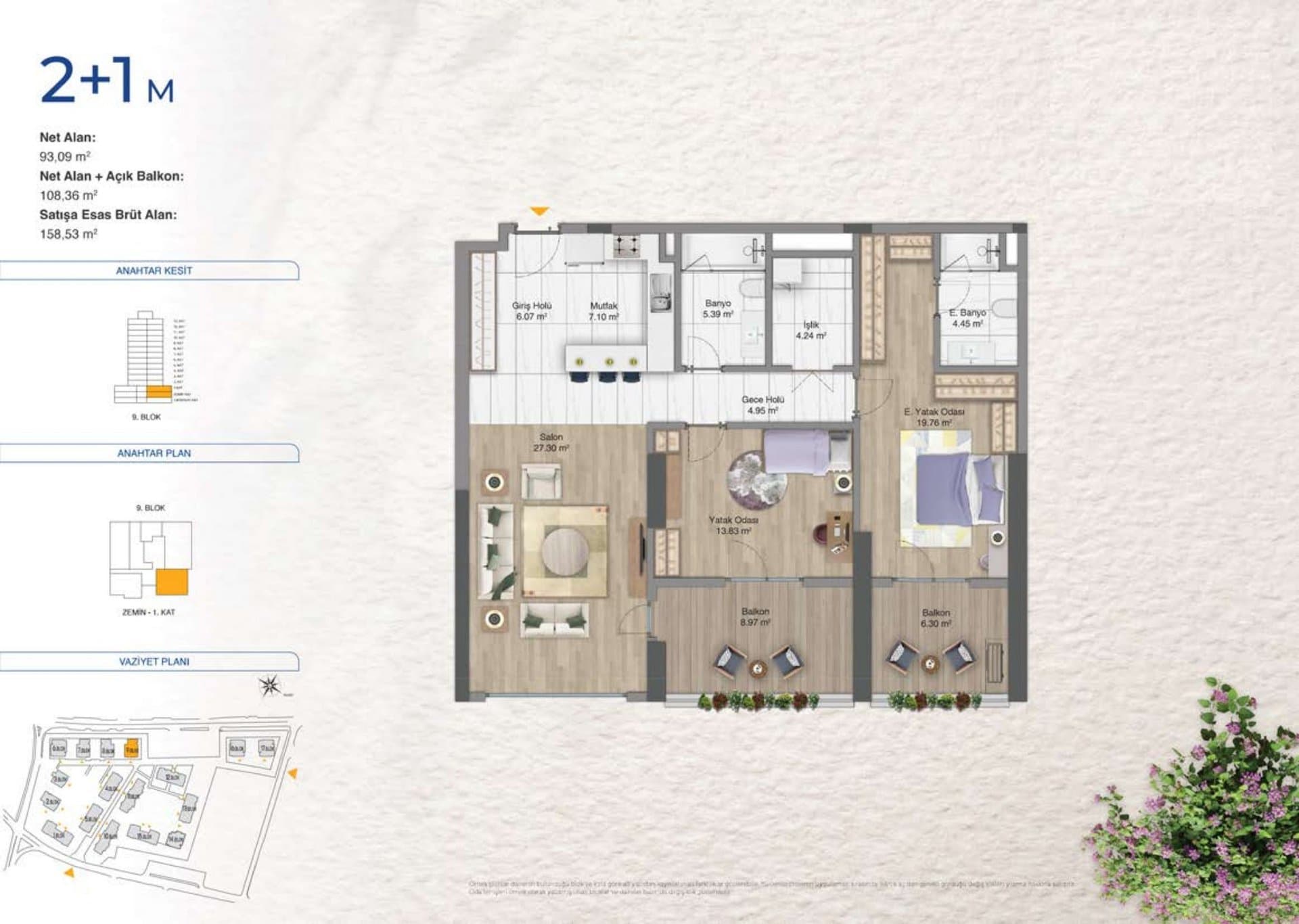 Avrupa Konutlari Yenimahalle Project – 2+1 Type M floor plan