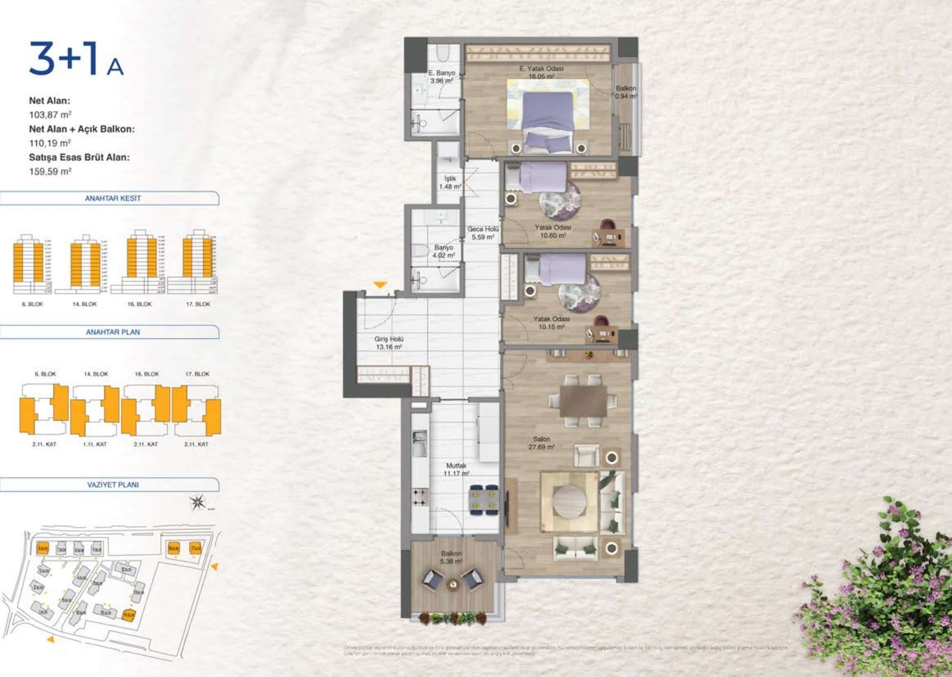 Avrupa Konutlari Yenimahalle Project – 3+1 Type A floor plan