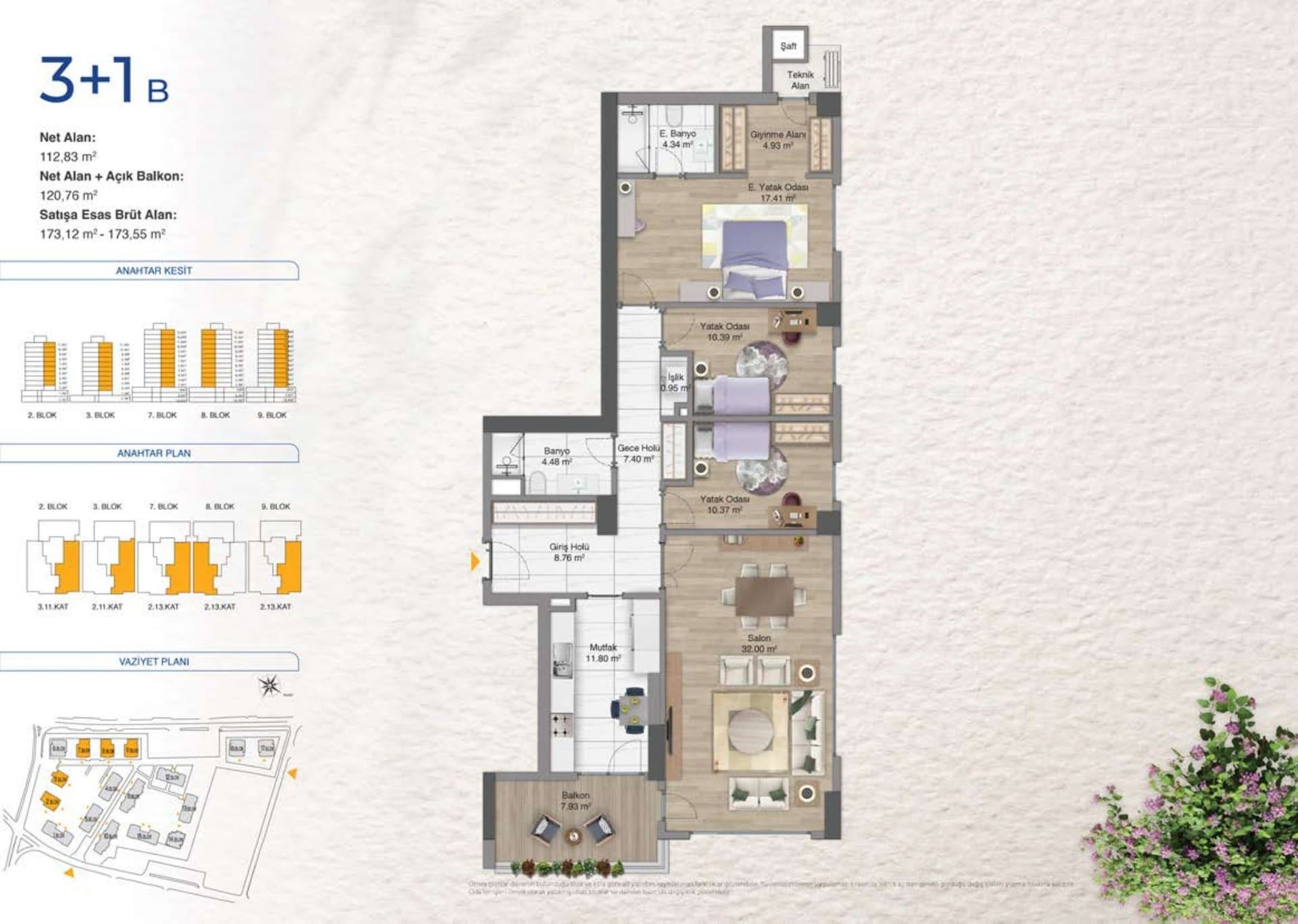 Avrupa Konutlari Yenimahalle Project – 3+1 Type B floor plan