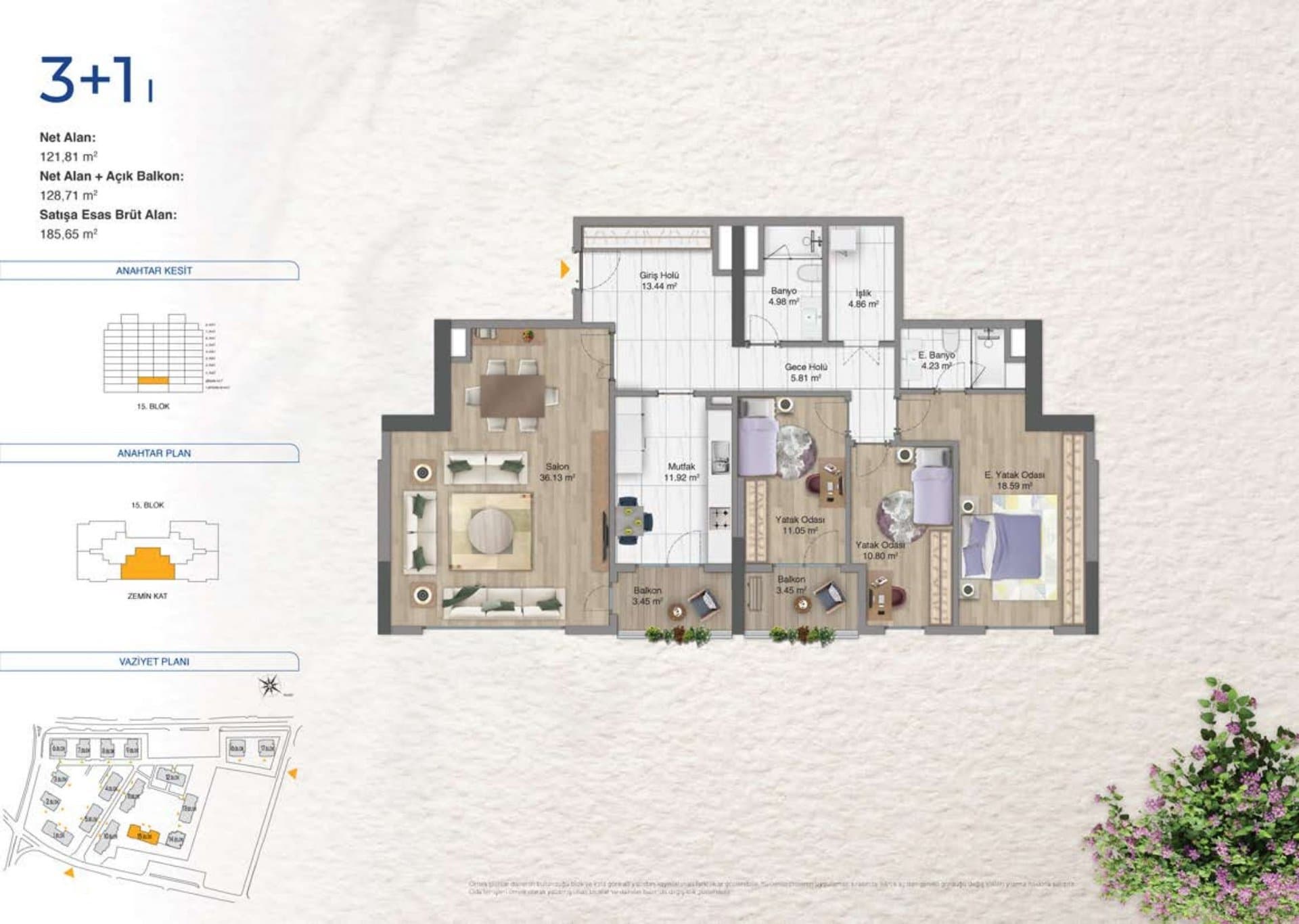 Avrupa Konutlari Yenimahalle Project – 3+1 Type I floor plan