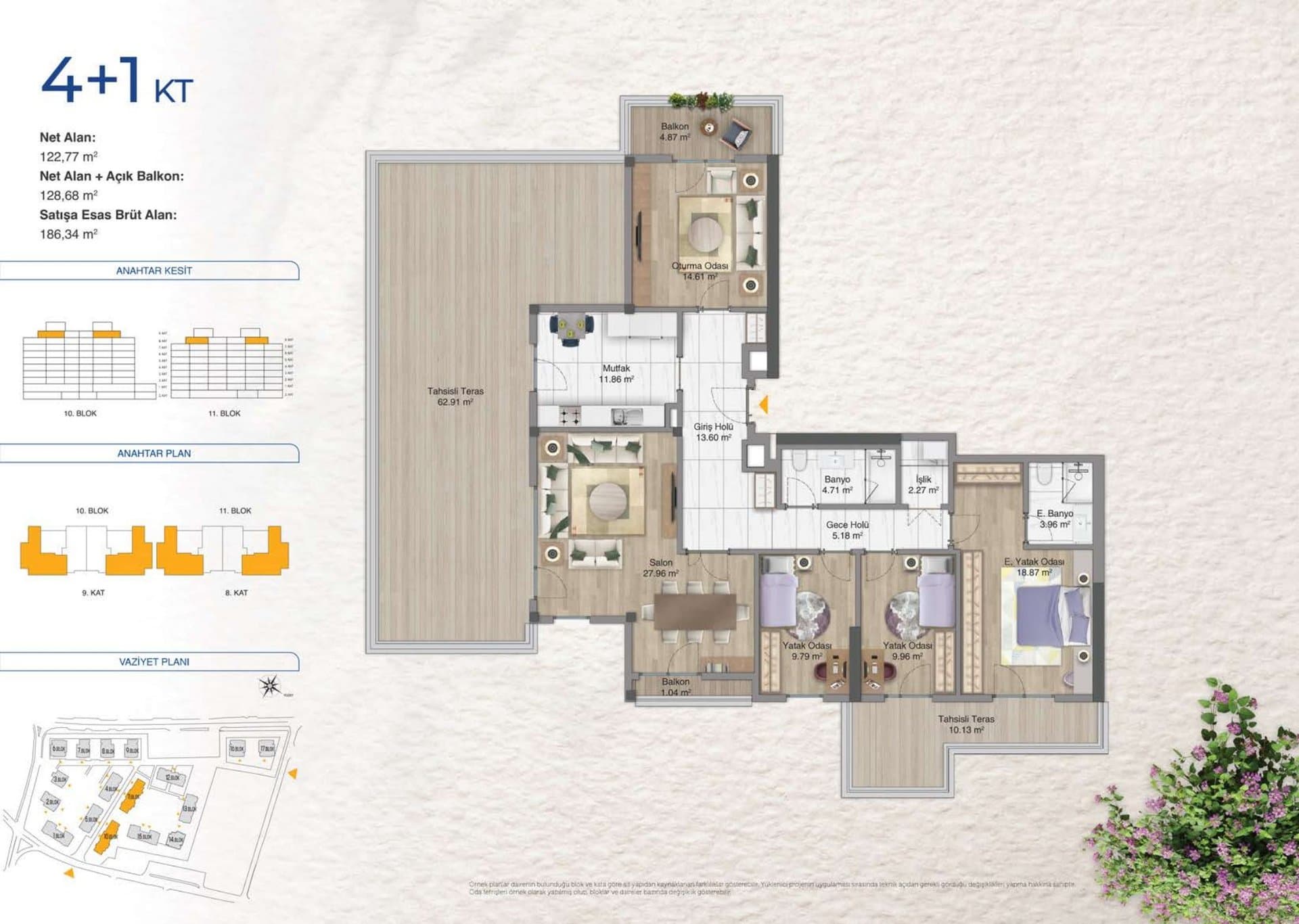 Avrupa Konutlari Yenimahalle Project – 4+1 Type KT, Top Floor with Terrace floor plan
