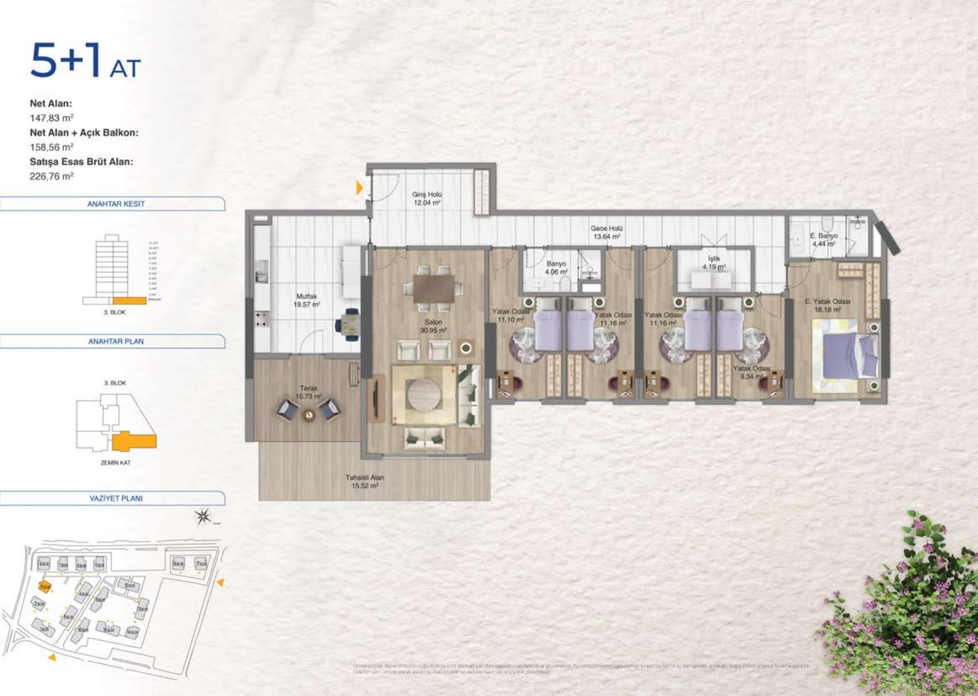 Avrupa Konutlari Yenimahalle Project – 5+1 Type AT, Garden Floor floor plan