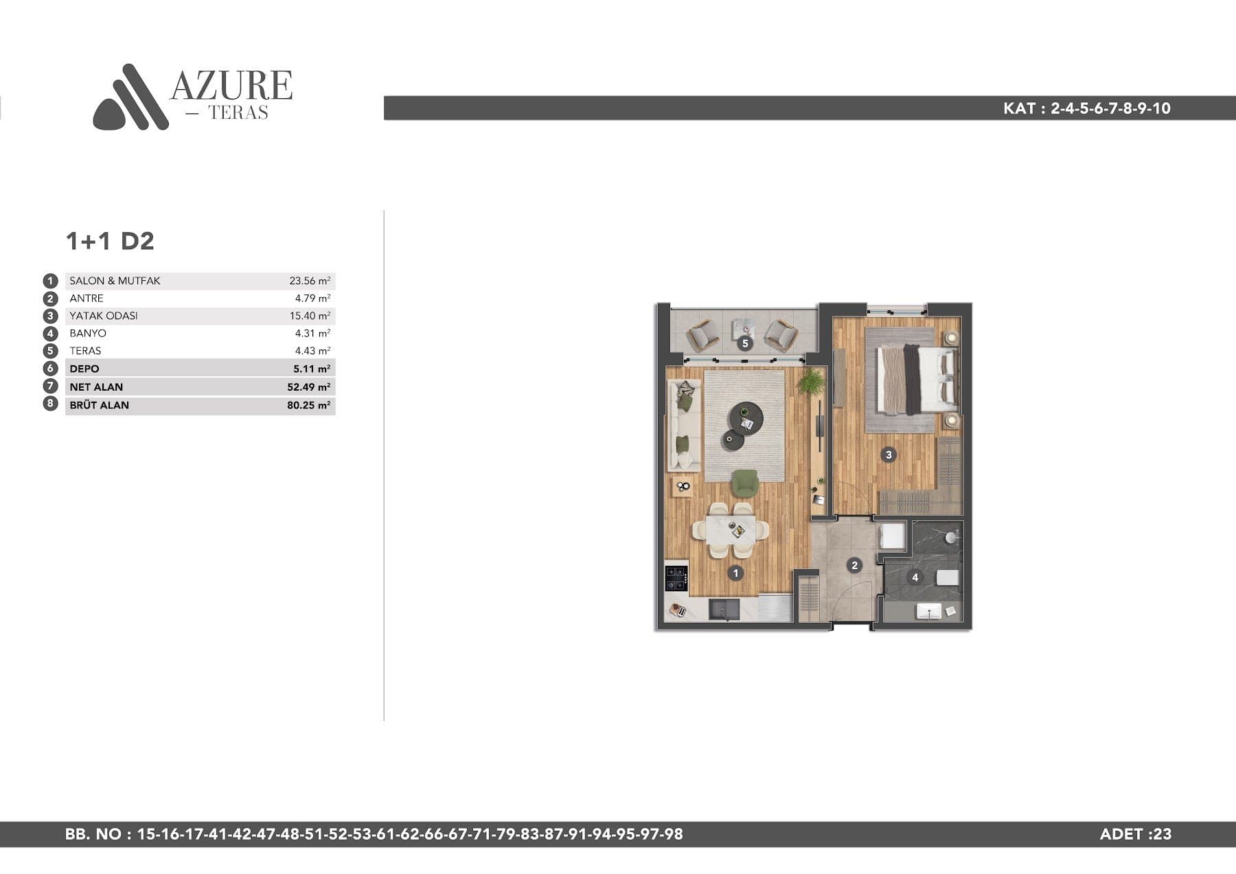 Azure Teras Project – 1+1 Type D2 floor plan