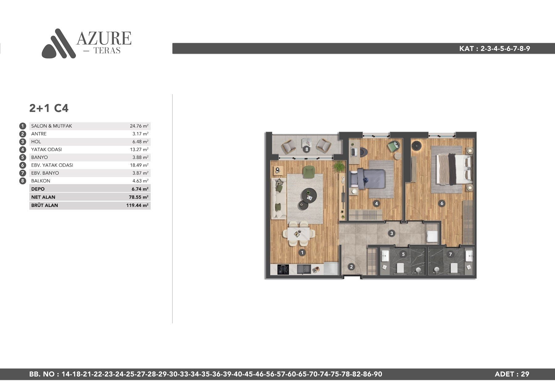 Azure Teras Project – 2+1 Type C4 floor plan