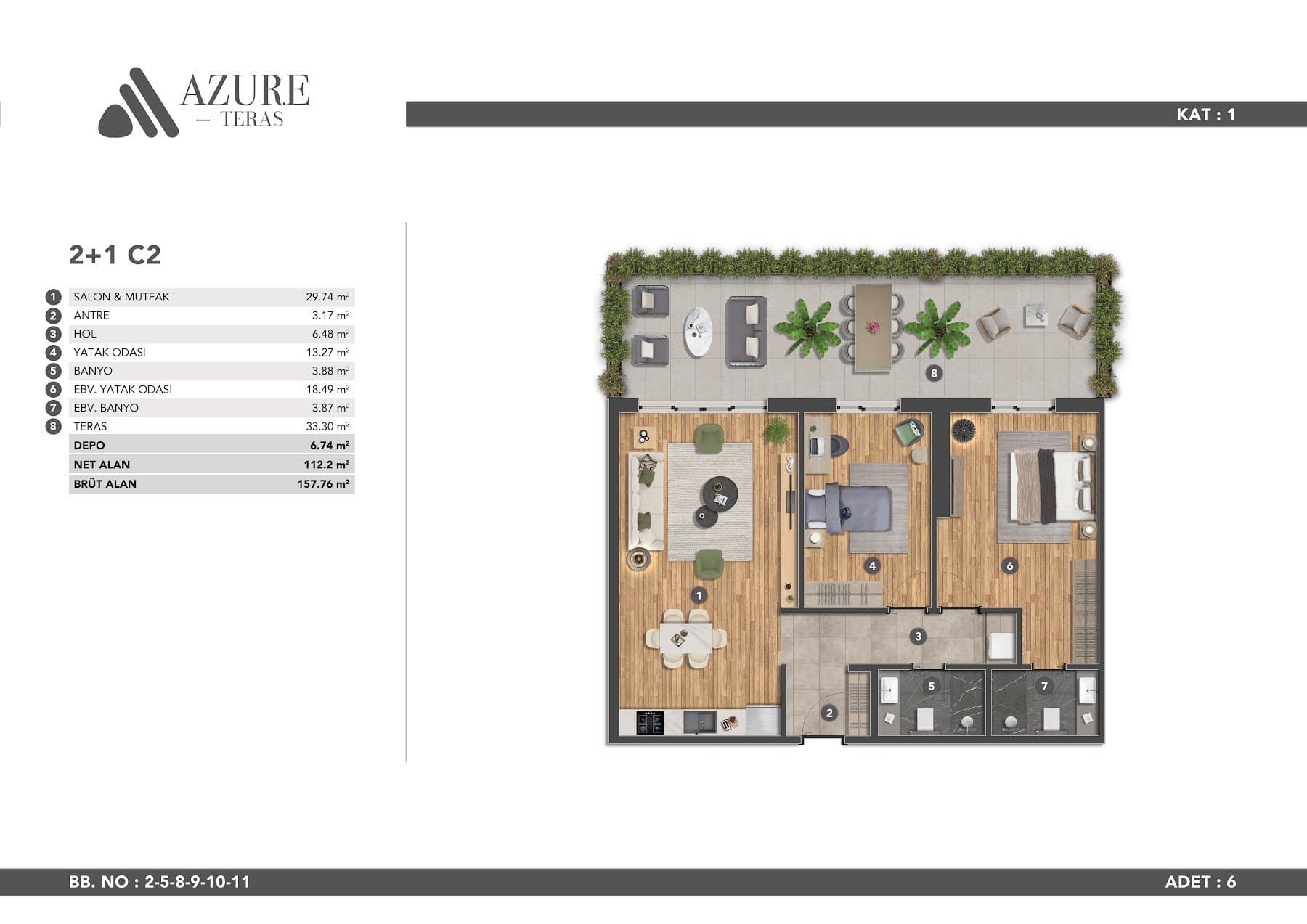 Azure Teras Project – 2+1 Type C2 floor plan