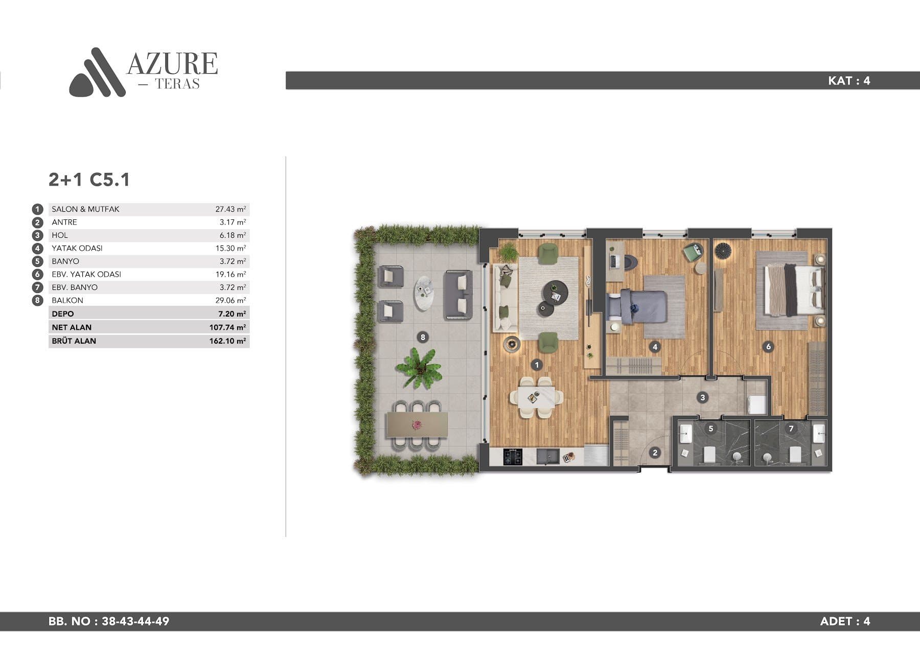 Azure Teras Project – 2+1 Type C5.1 floor plan