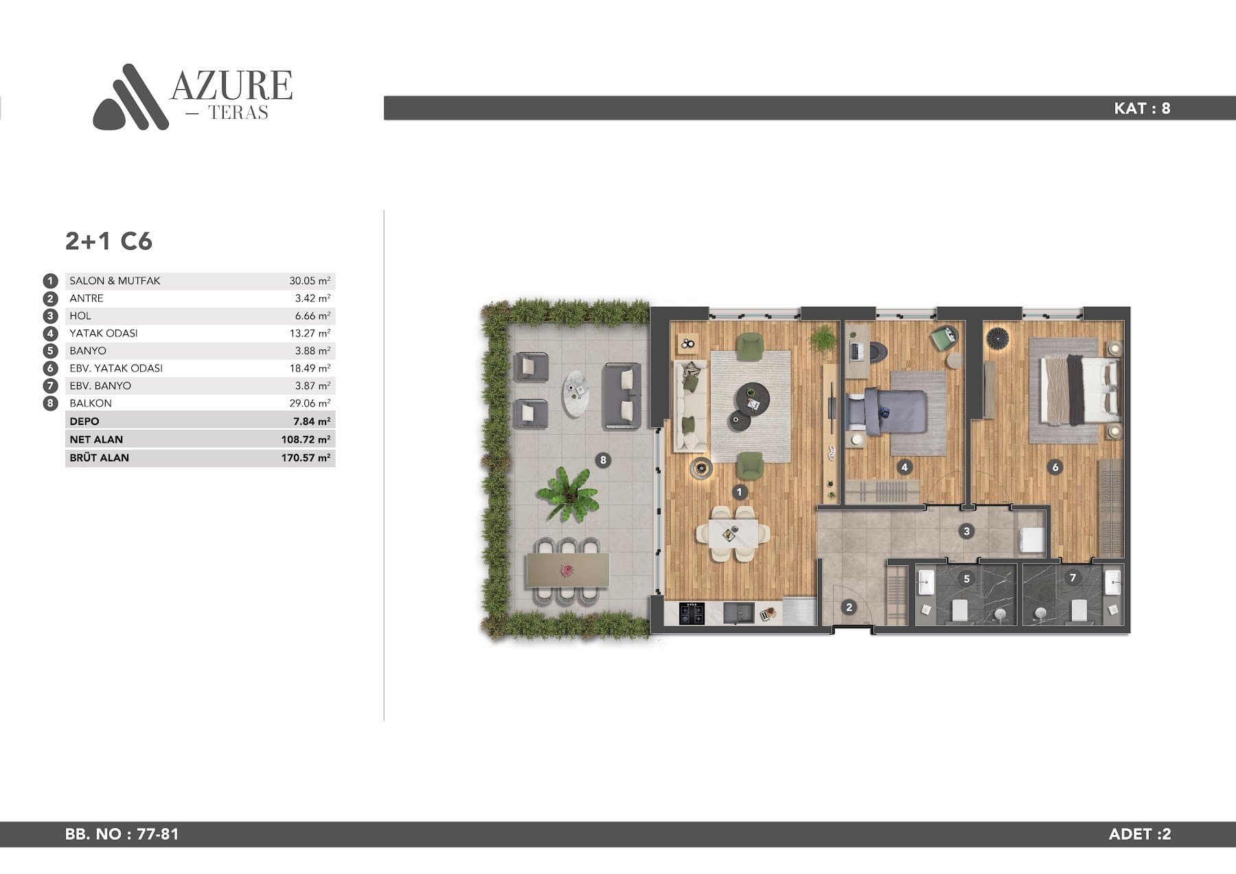 Azure Teras Project – 2+1 Type C6 floor plan