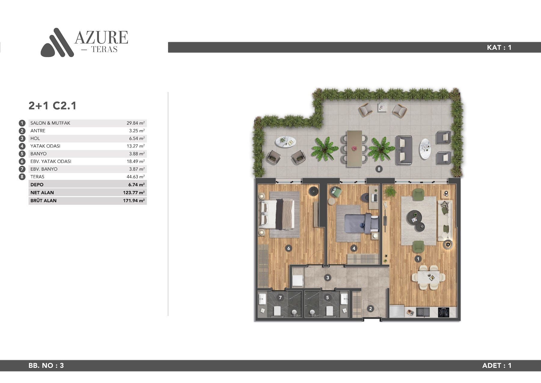 Azure Teras Project – 2+1 Type C2.1 floor plan