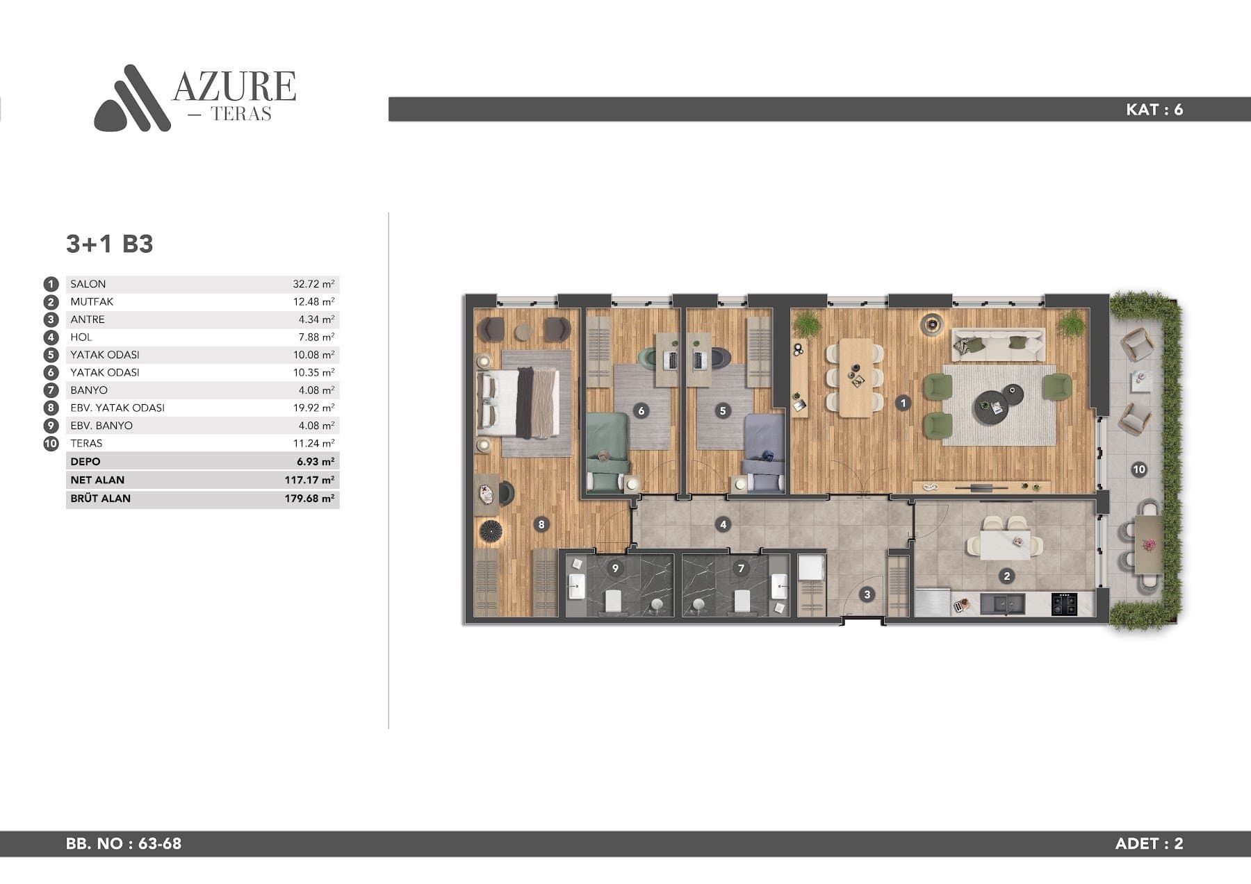 Azure Teras Project – 3+1 Type B3 floor plan