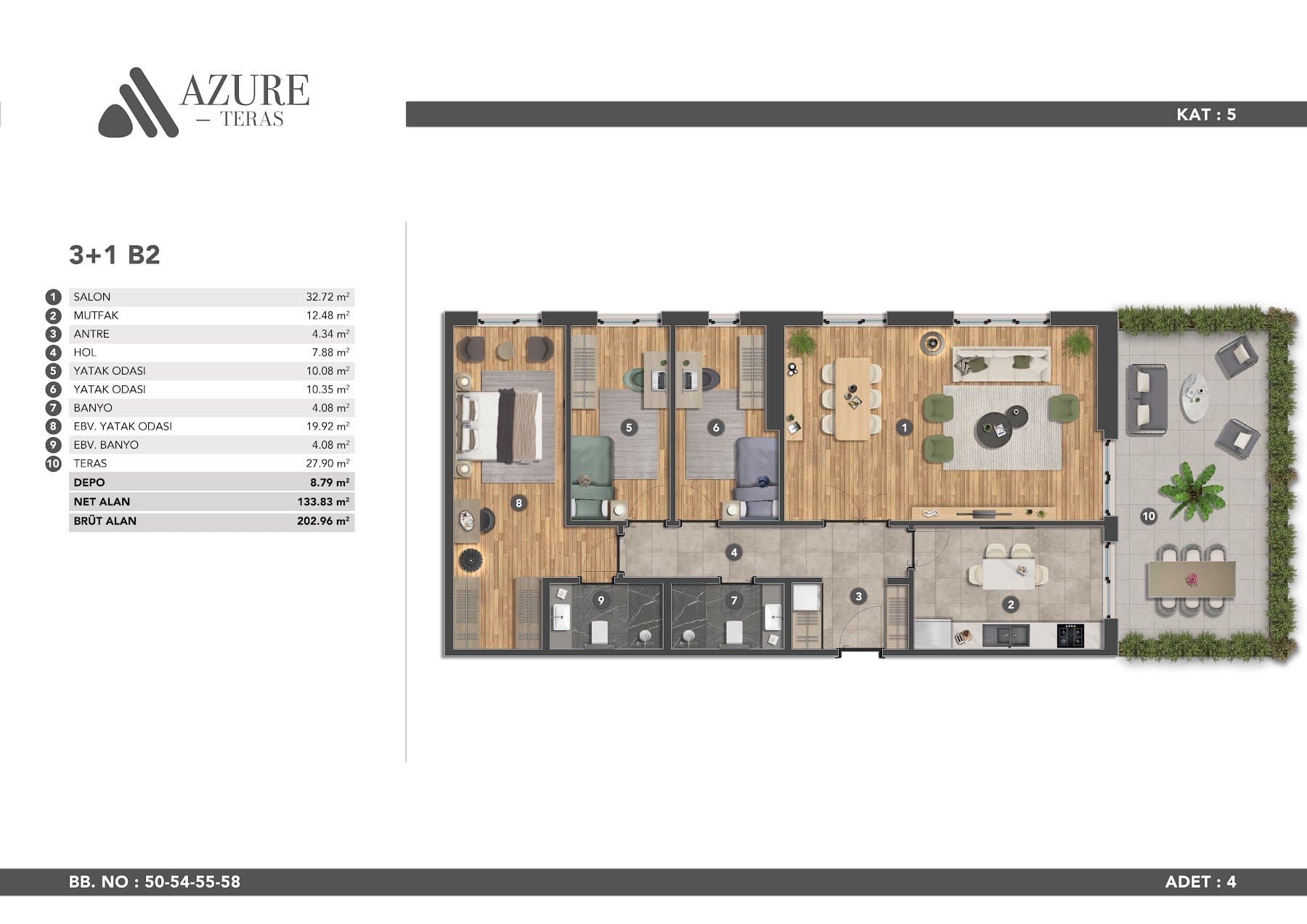 Azure Teras Project – 3+1 Type B2 floor plan