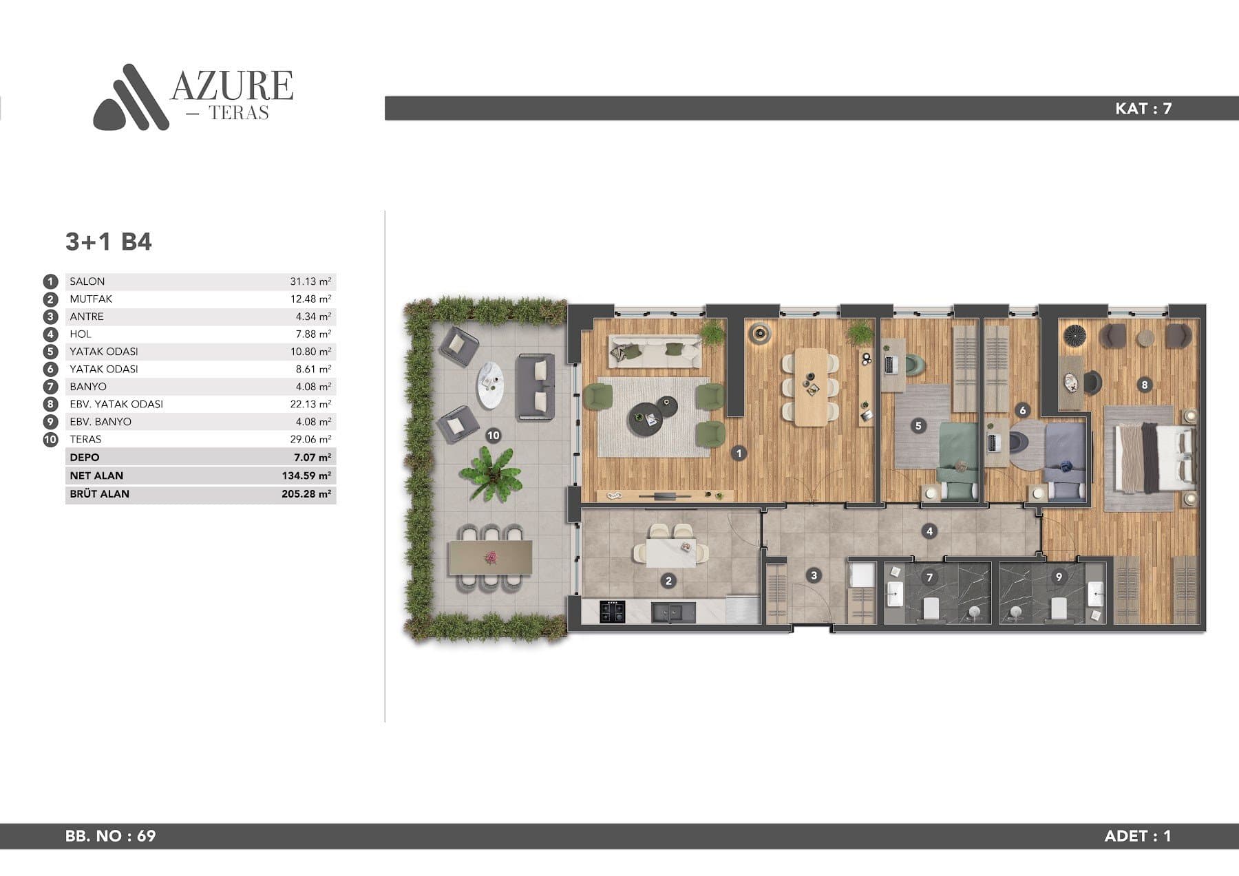 Azure Teras Project – 3+1 Type B4 floor plan