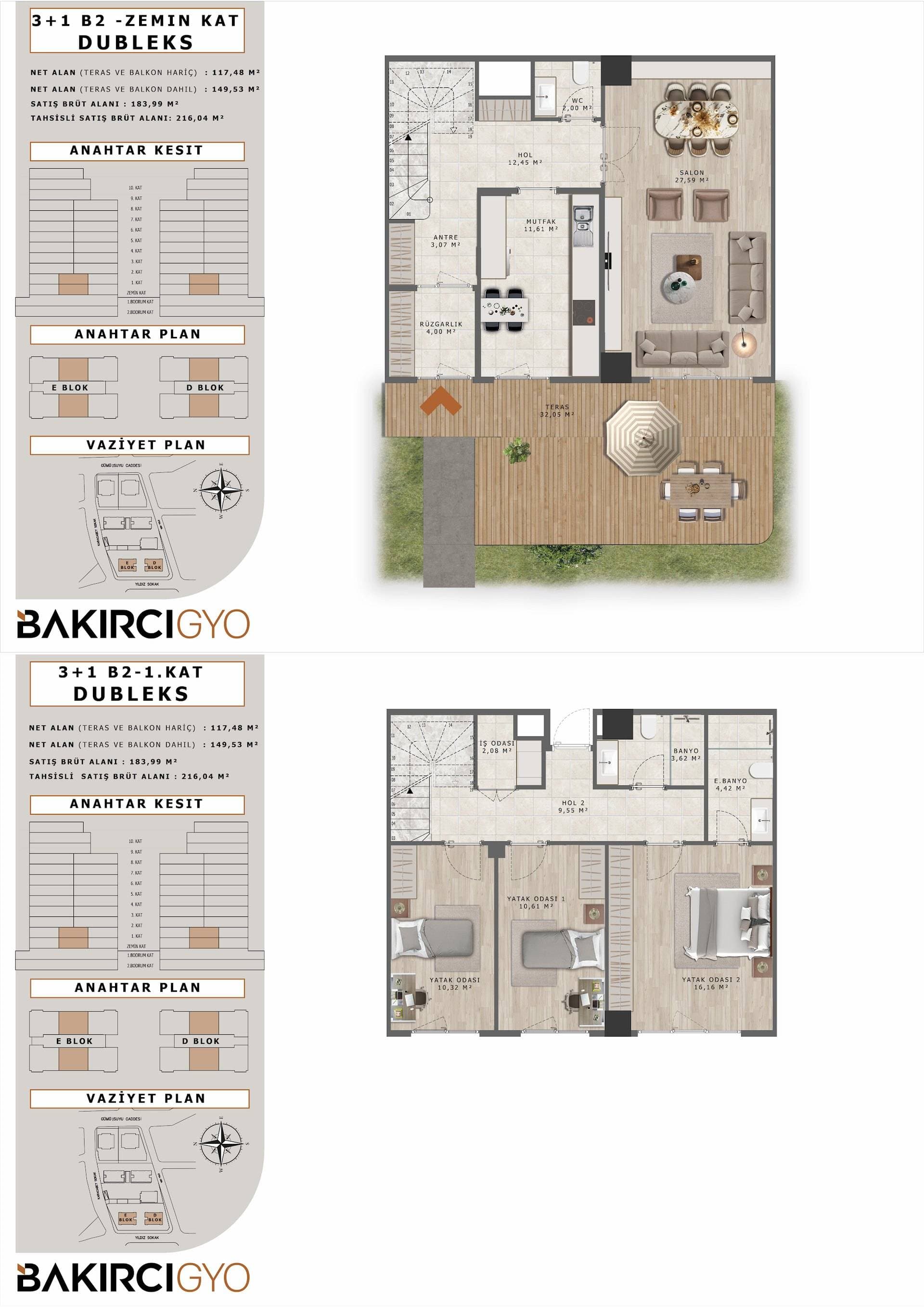 Bakirci Zenit Topkapi Project – 3+1 Duplex Type B2 floor plan