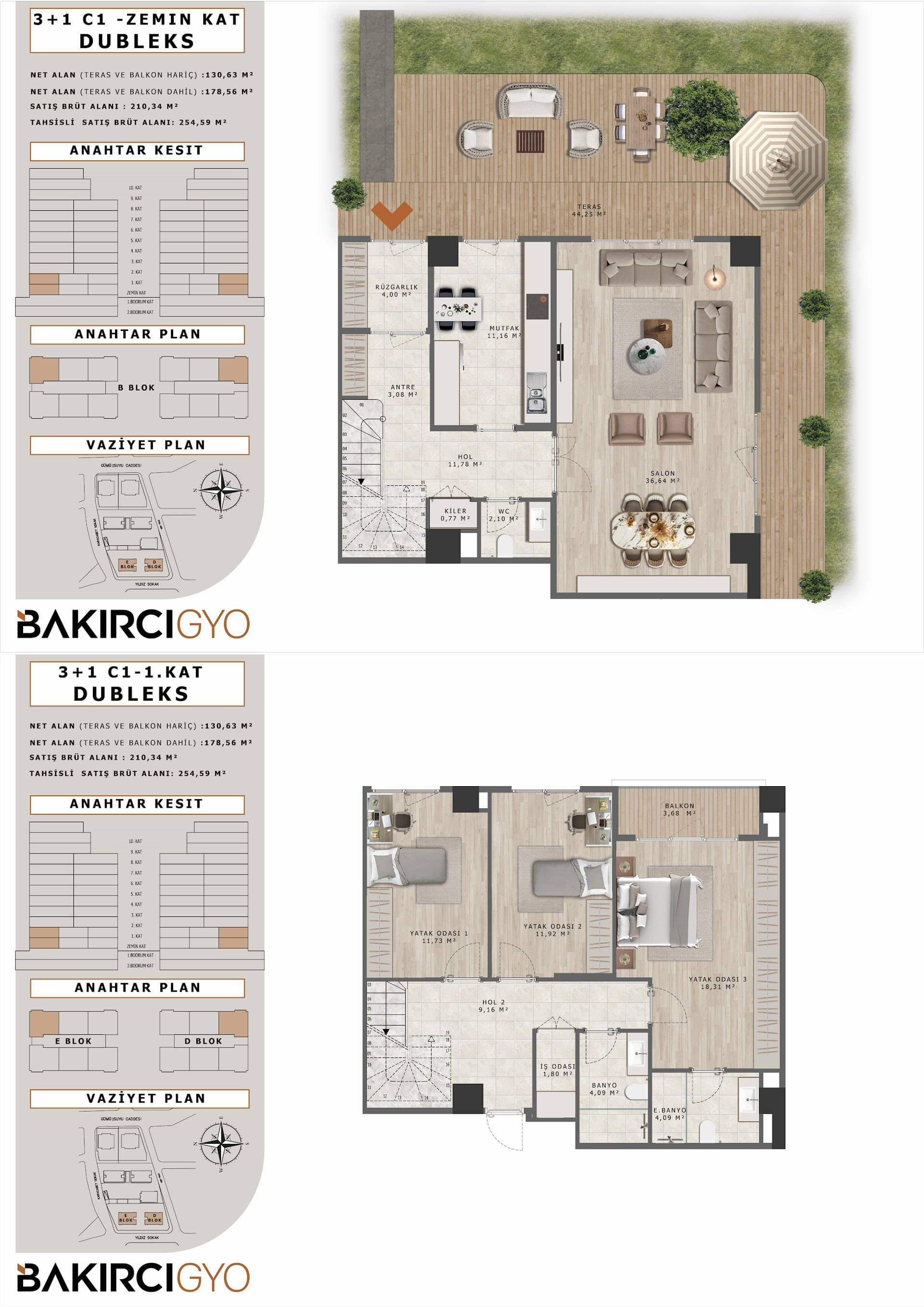 Bakirci Zenit Topkapi Project – 3+1 Duplex Type C1 floor plan