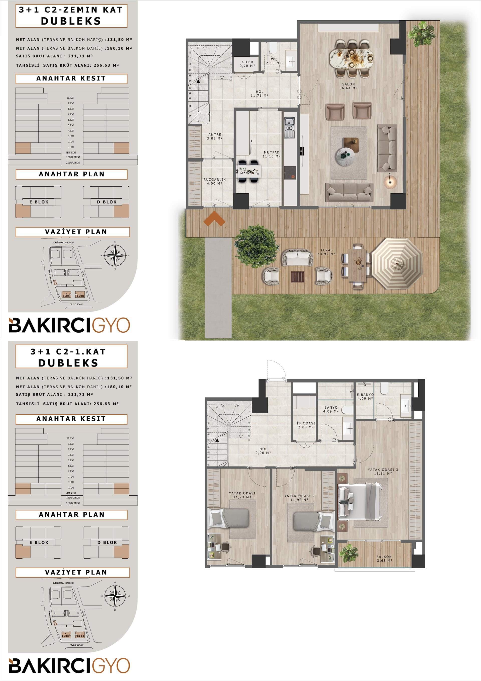 Bakirci Zenit Topkapi Project – 3+1 Duplex Type C2 floor plan