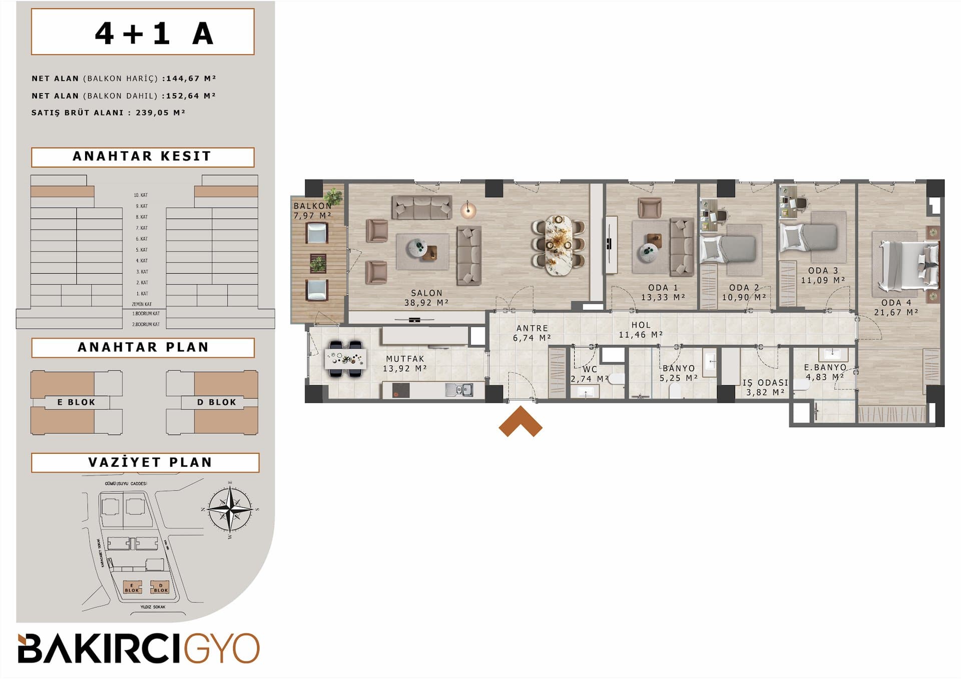 Bakirci Zenit Topkapi Project – 4+1 Type A floor plan