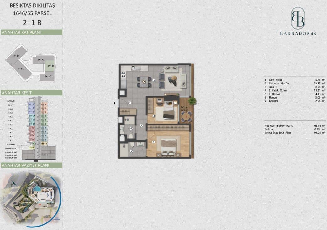 Barbaros 48 Project – 2+1 Type B floor plan