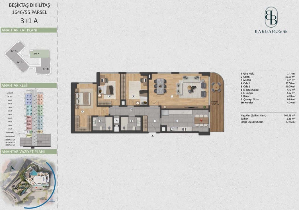 Barbaros 48 Project – 3+1 Type A floor plan