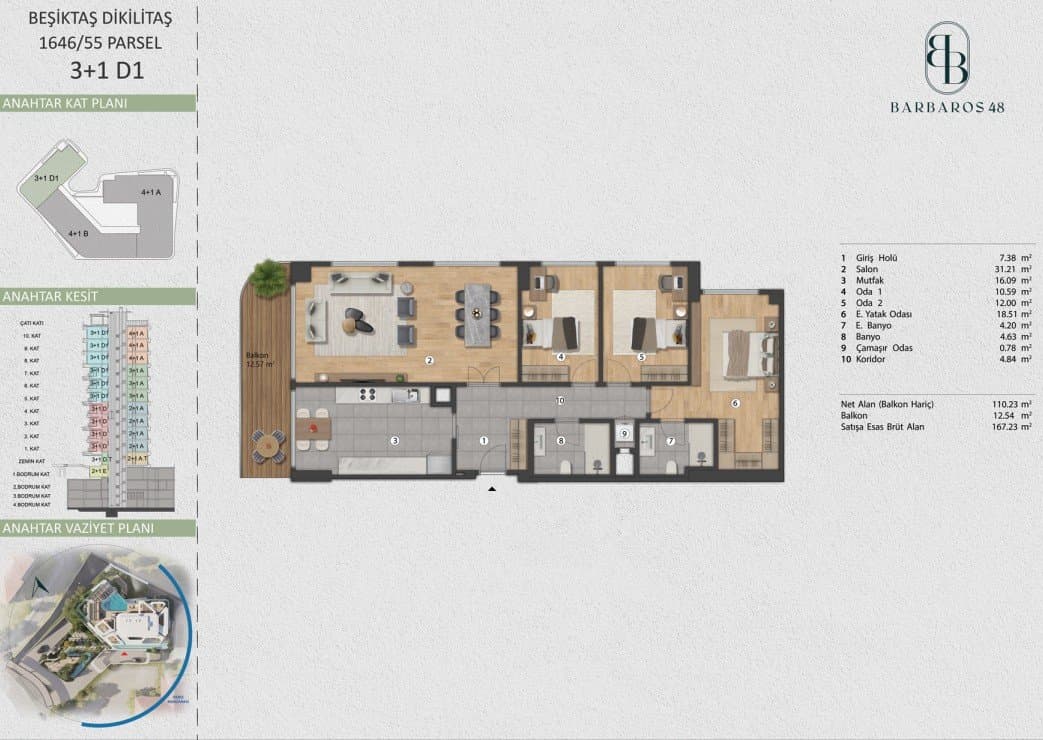 Barbaros 48 Project – 3+1 Type D1 floor plan