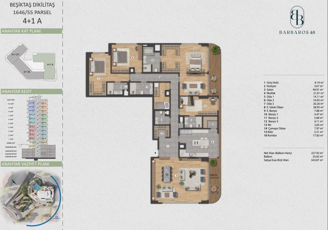 Barbaros 48 Project – 4+1 Type A floor plan