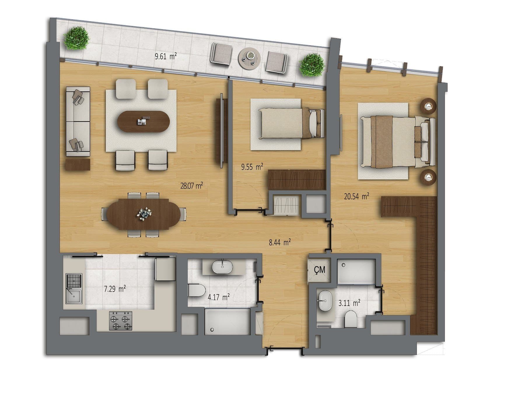 پروژه Bomonti Residences by Rotana – پلان 2+1 Type C