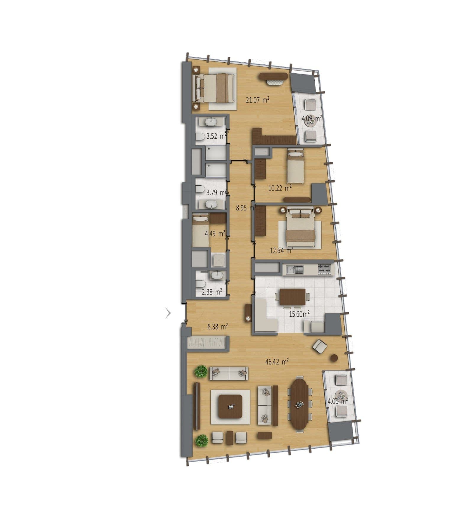 پروژه Bomonti Residences by Rotana – پلان 3.5+1 Apartment