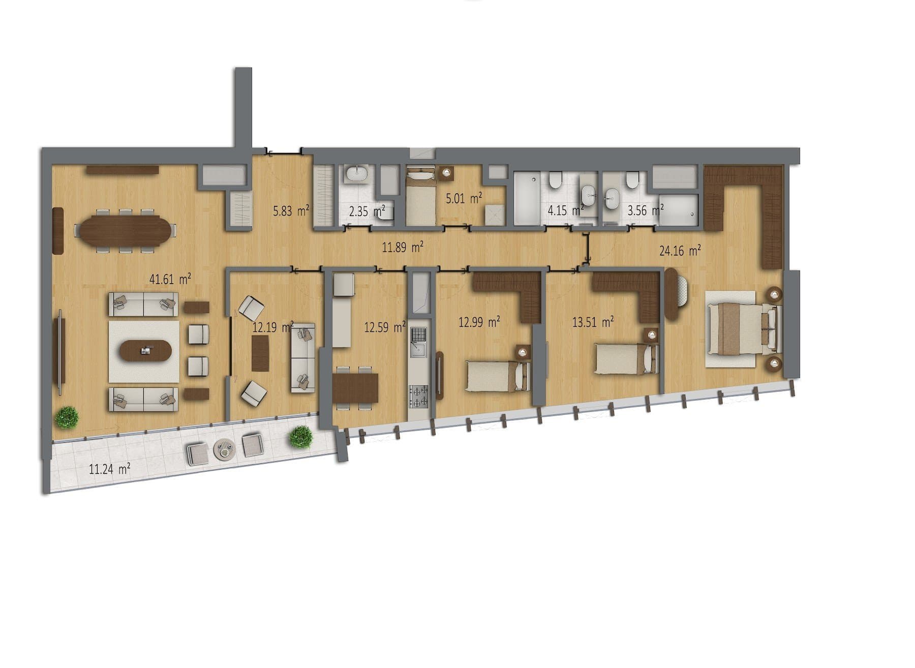 پروژه Bomonti Residences by Rotana – پلان 4.5+1 Apartment