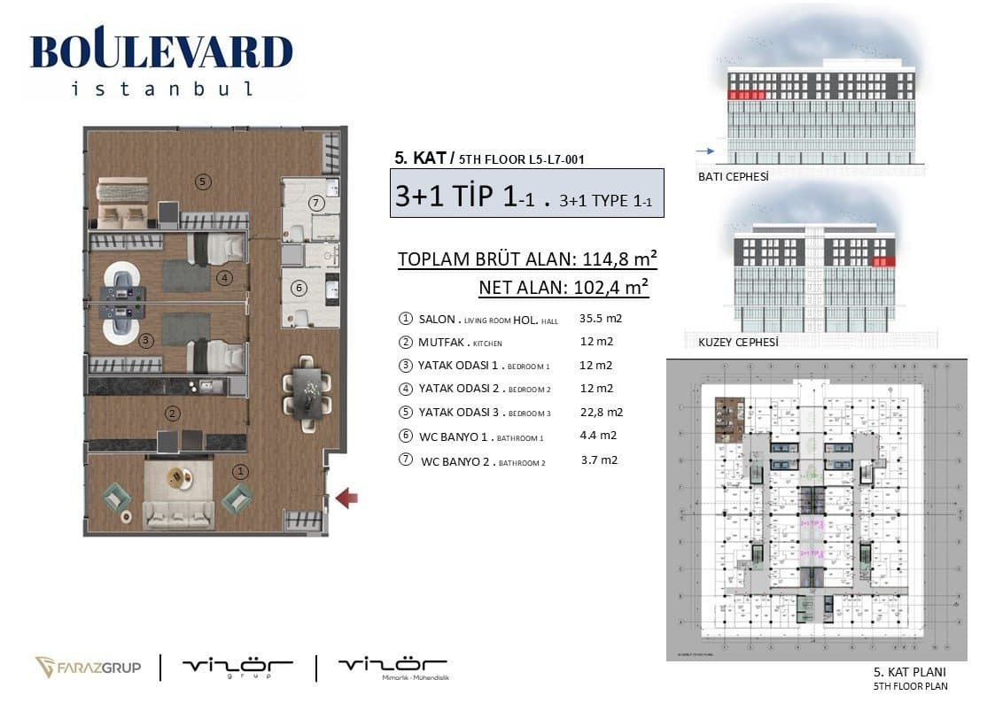 مشروع بوليفارد اسطنبول – مخطط 3+1 Type 1-1