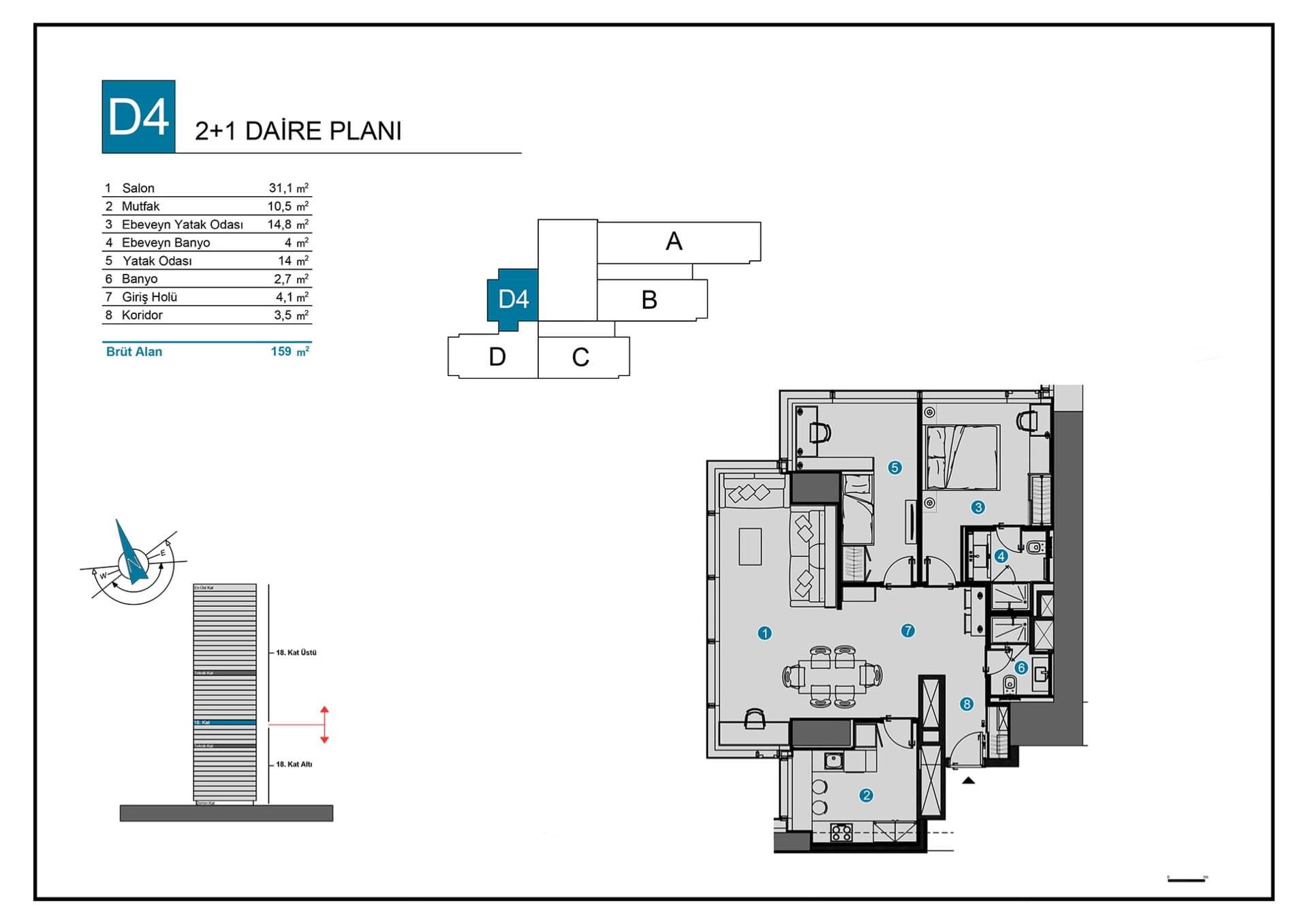 Ciftci Towers Project – 2+1 D4 floor plan
