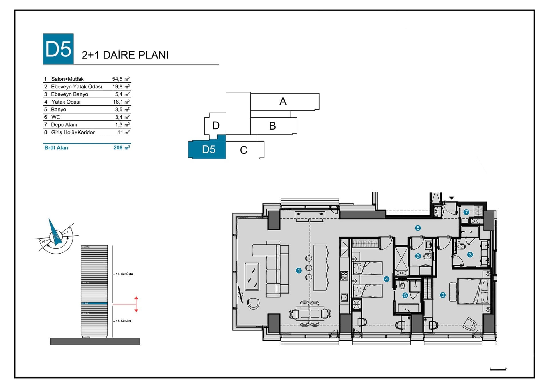 Ciftci Towers Project – 2+1 D5 floor plan