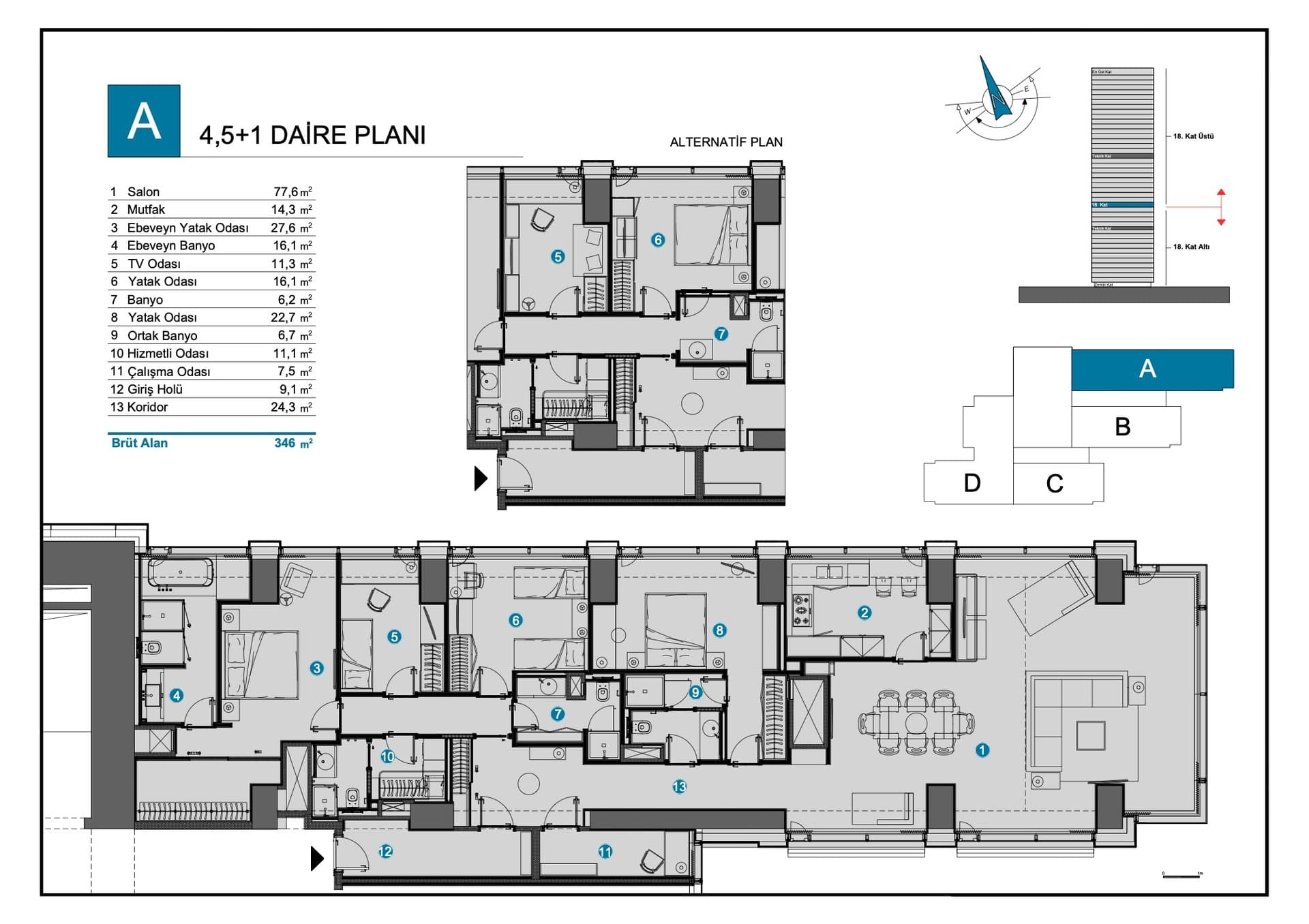 Ciftci Towers Project – 4.5+1 A floor plan