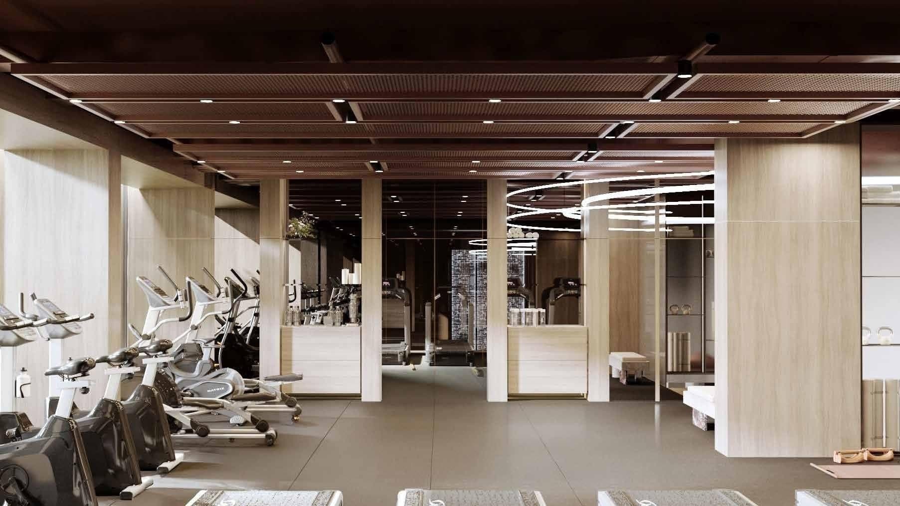 Fitness center with treadmills, cross trainers and weight machines