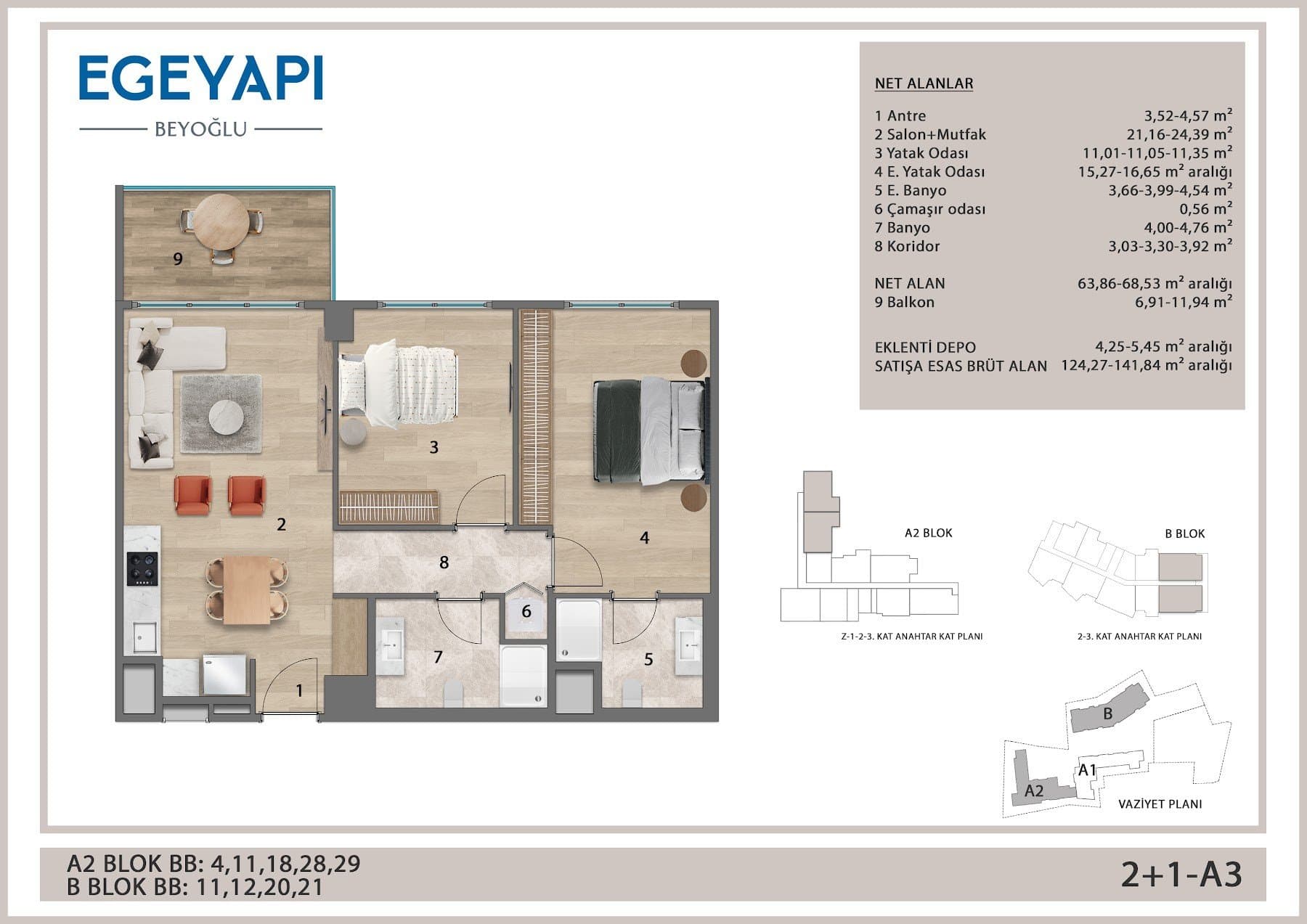 Ege Yapi Beyoglu Project – 2+1 Type A3 floor plan