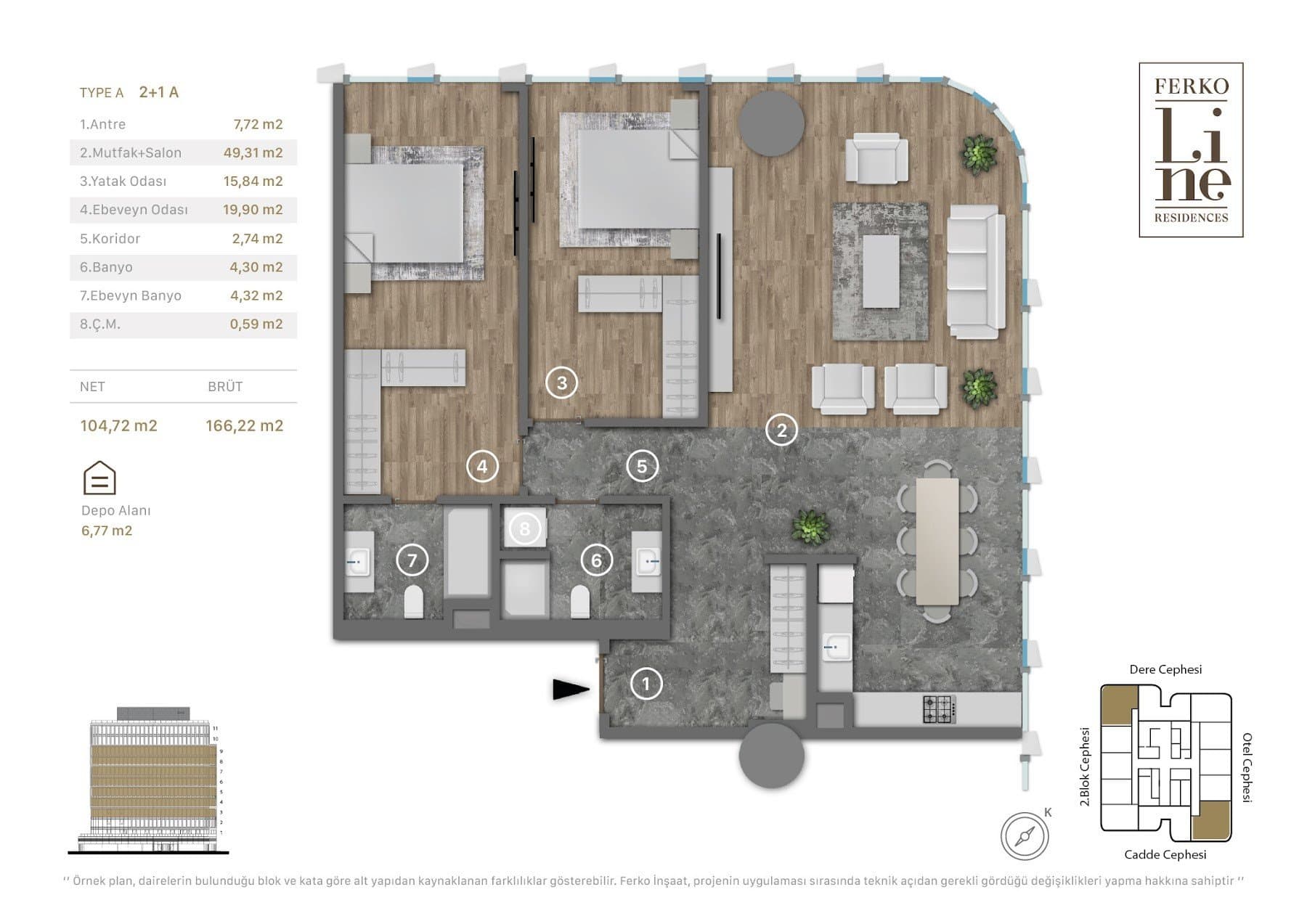 Проект Ferko Line Residences – планировка 2+1 Type A