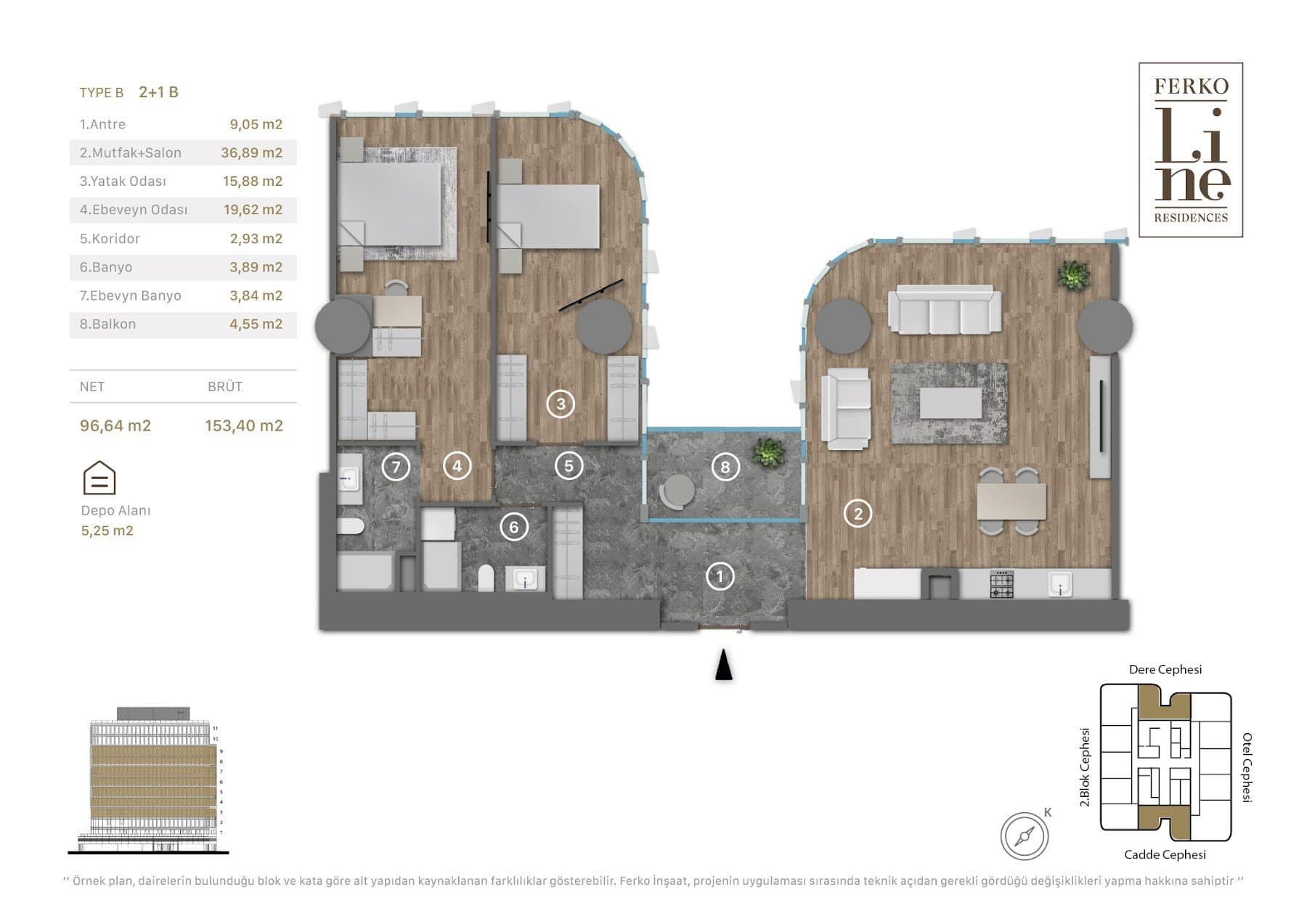 Проект Ferko Line Residences – планировка 2+1 Type B
