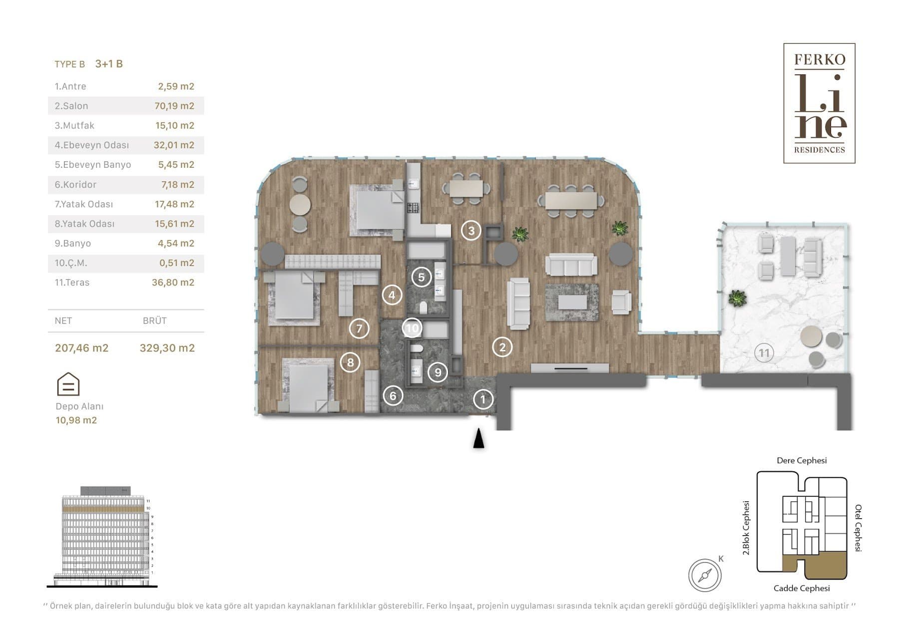 Проект Ferko Line Residences – планировка 3+1 Type B