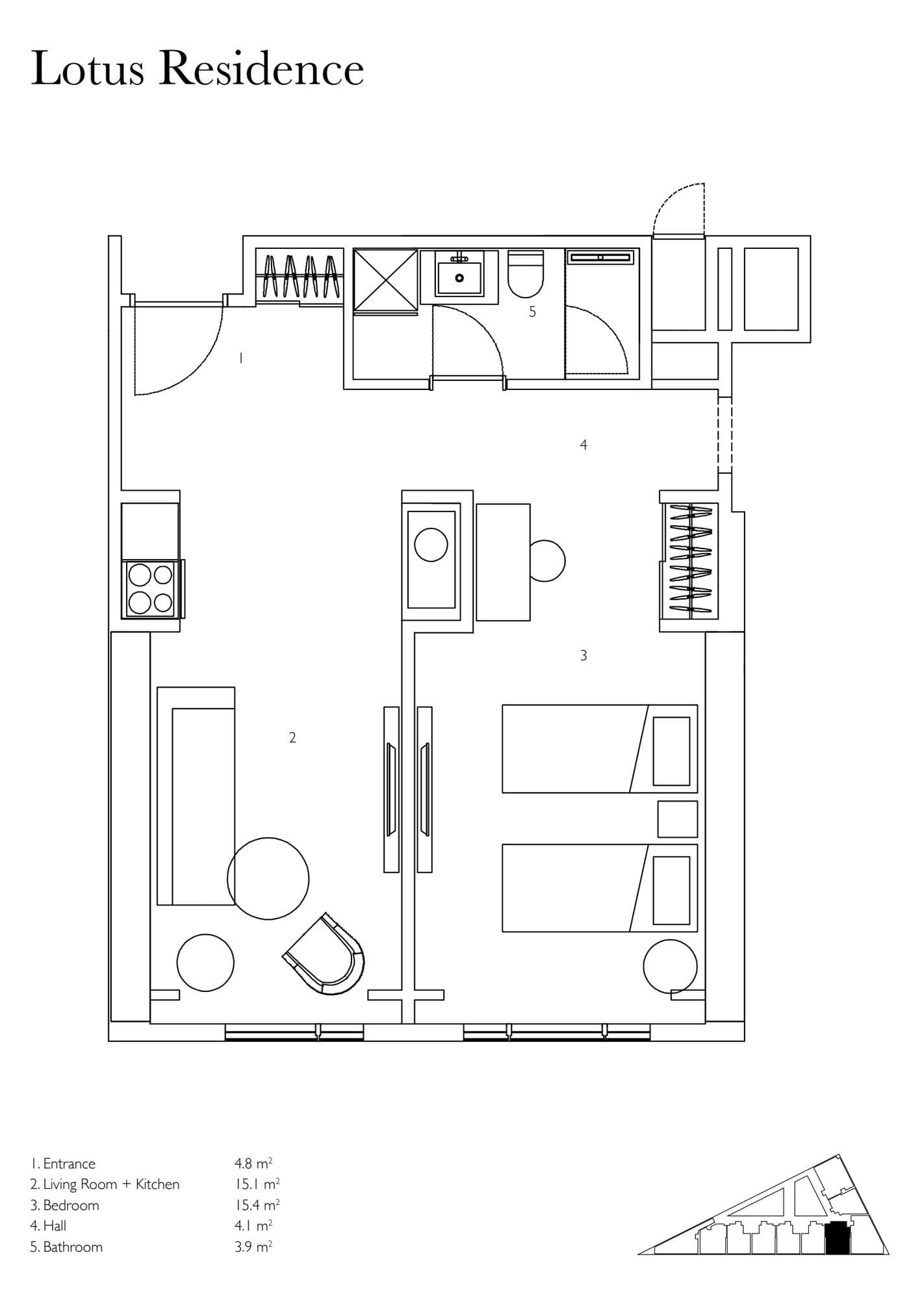 G Wanda Vista Istanbul Project – 1+1 Lotus floor plan