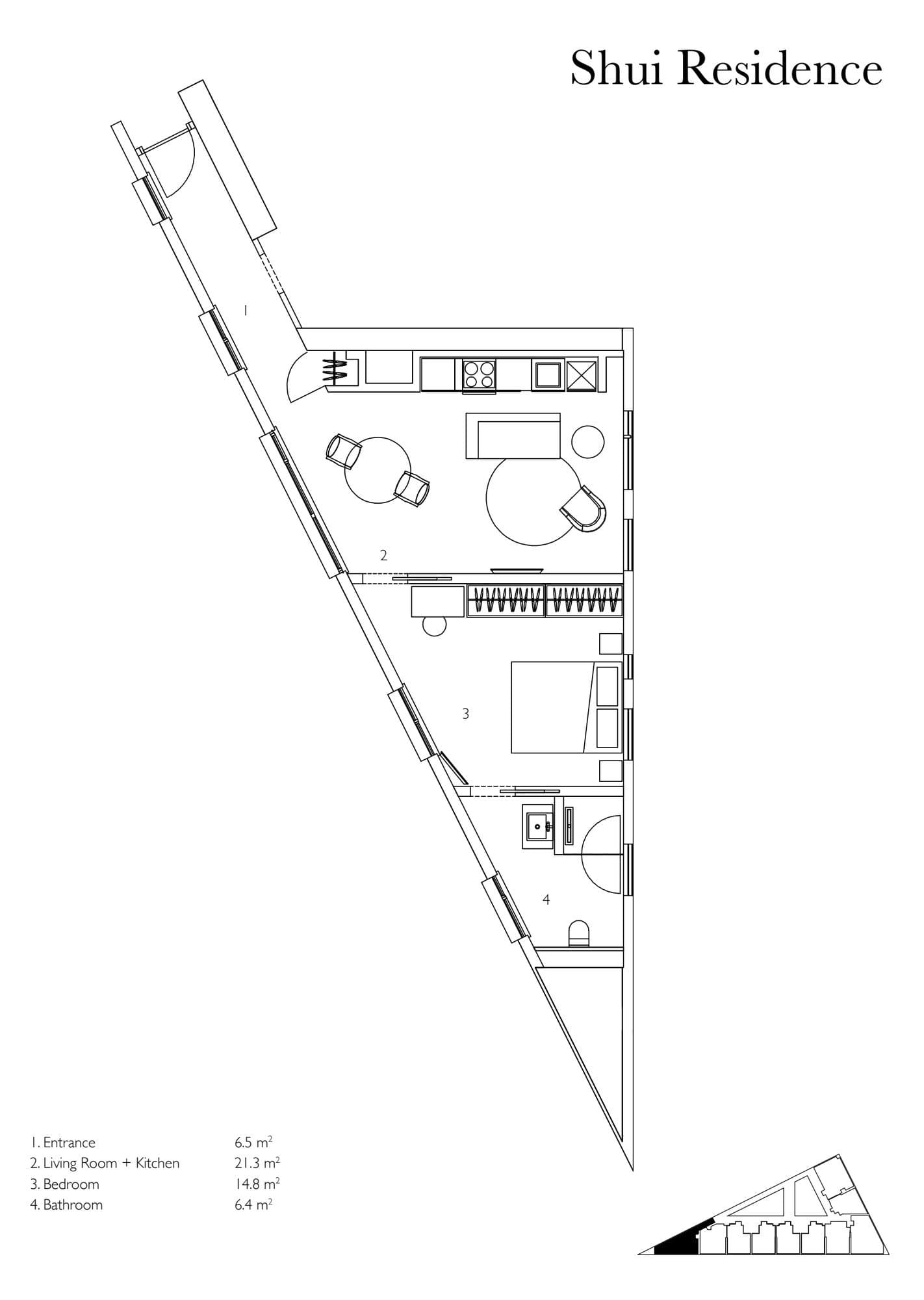 G Wanda Vista Istanbul Project – 1+1 Shui floor plan