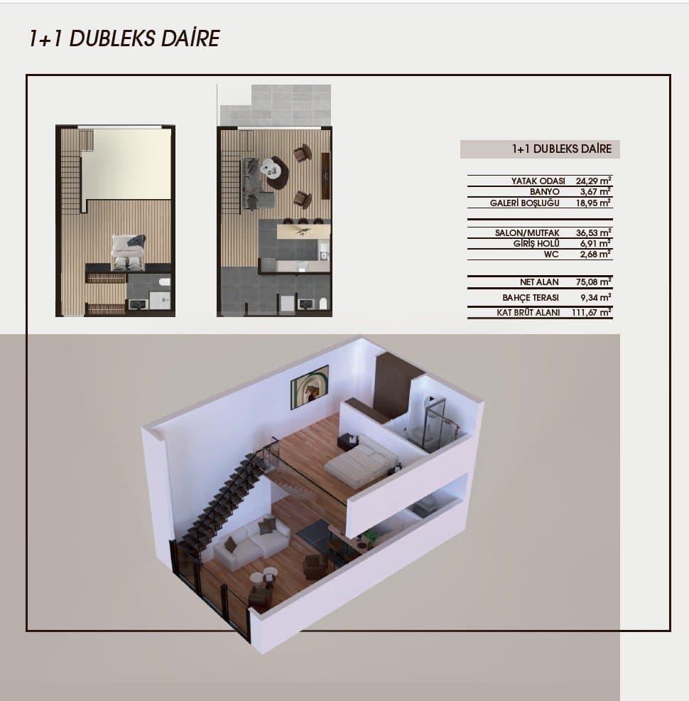Genn Halkali Project – 1+1 Garden Duplex floor plan