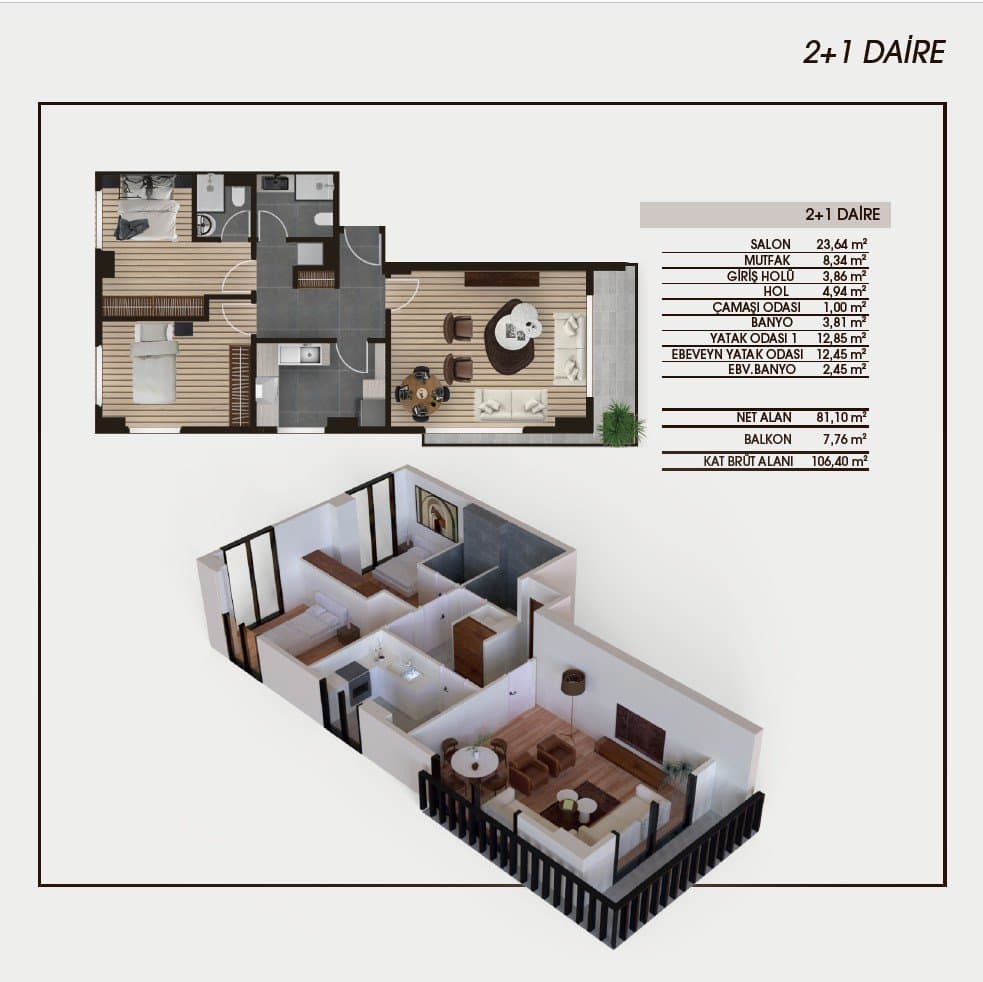 Genn Halkali Project – 2+1 Corner floor plan