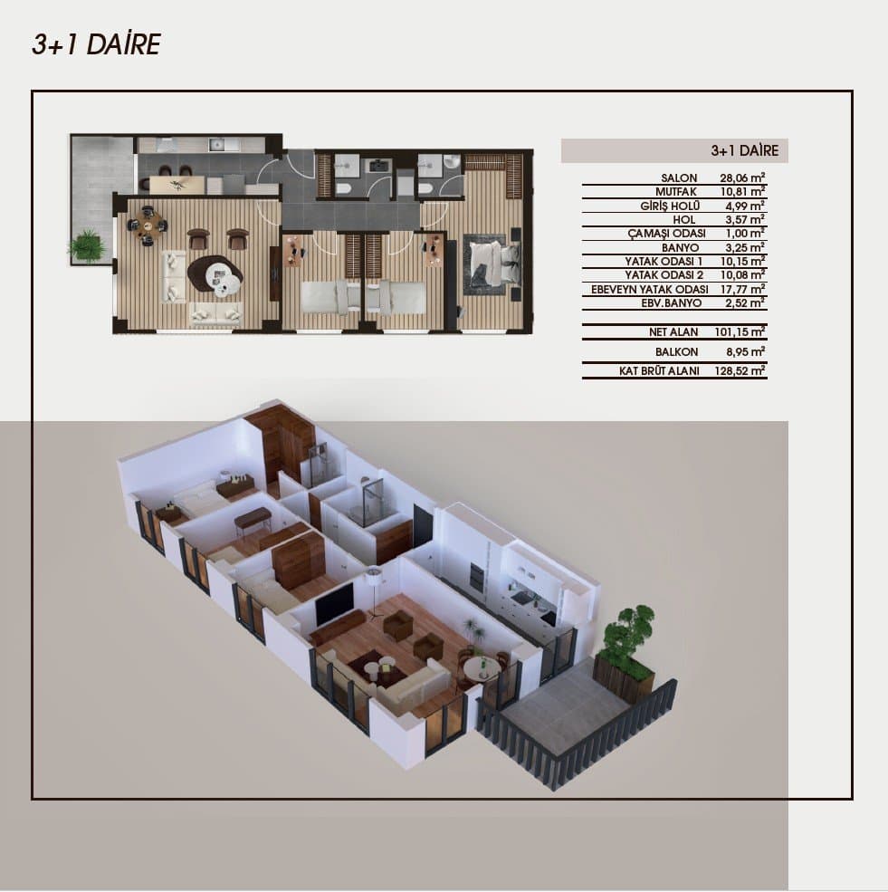 Genn Halkali Project – 3+1 Corner floor plan
