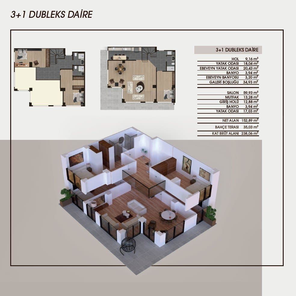 Genn Halkali Project – 3+1 Garden Duplex floor plan