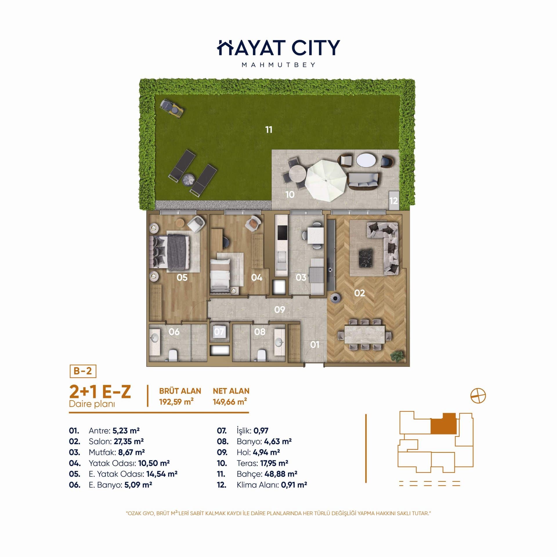 پروژه Hayat City – پلان 2+1 E-Z