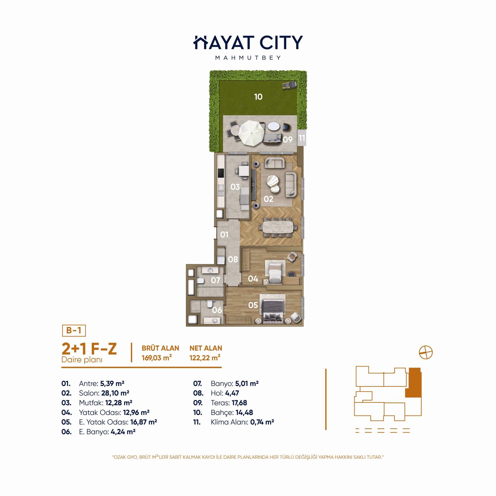 پروژه Hayat City – پلان 2+1 F-Z
