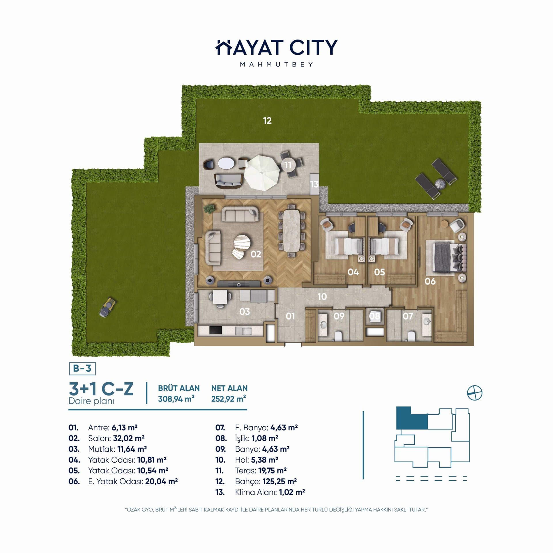 پروژه Hayat City – پلان 3+1 C-Z