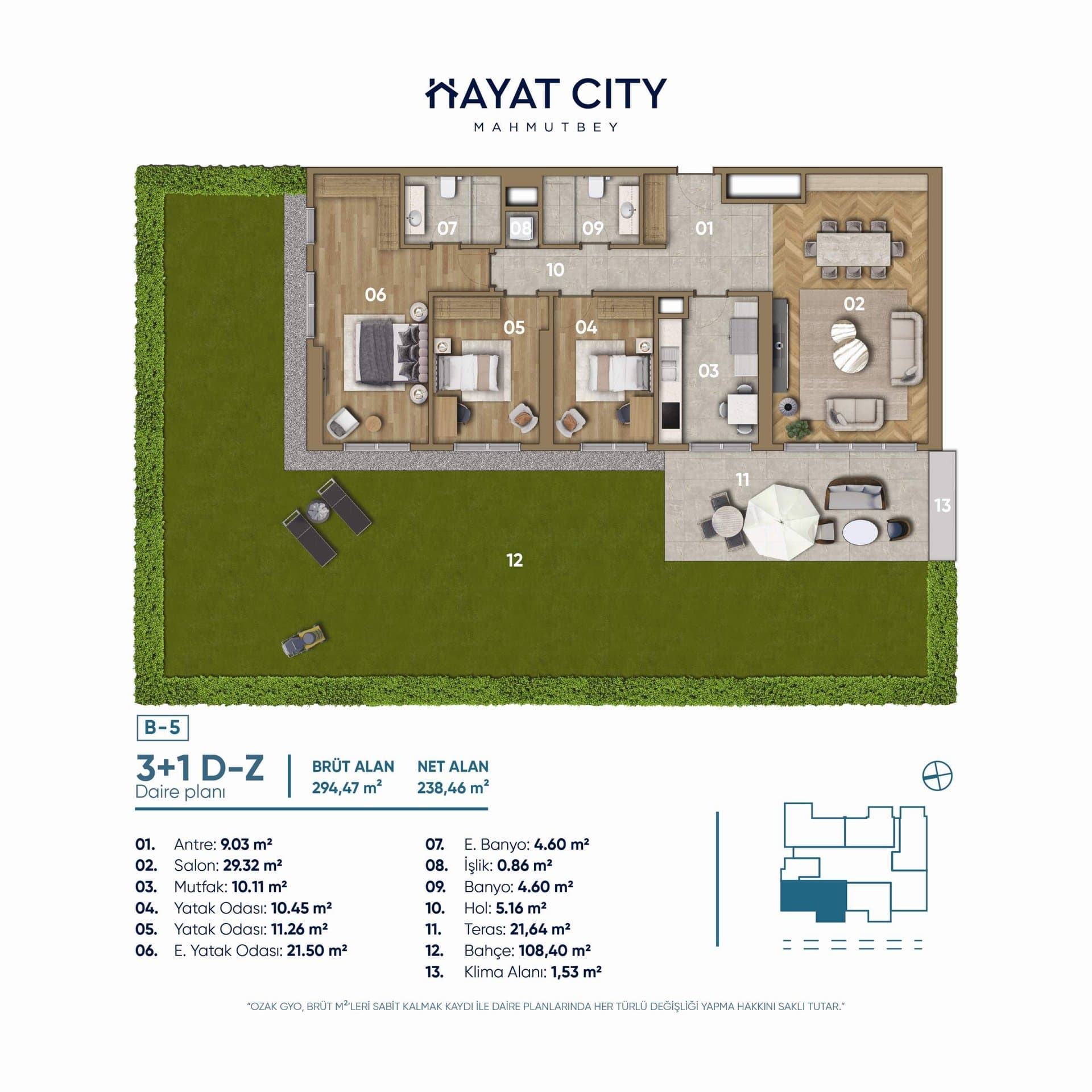پروژه Hayat City – پلان 3+1 D-Z