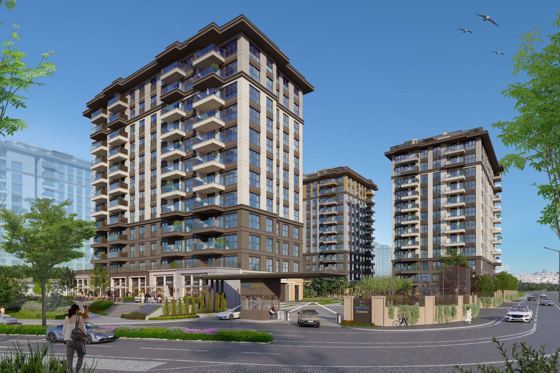 Hayat Flora towers and the gated site entrance